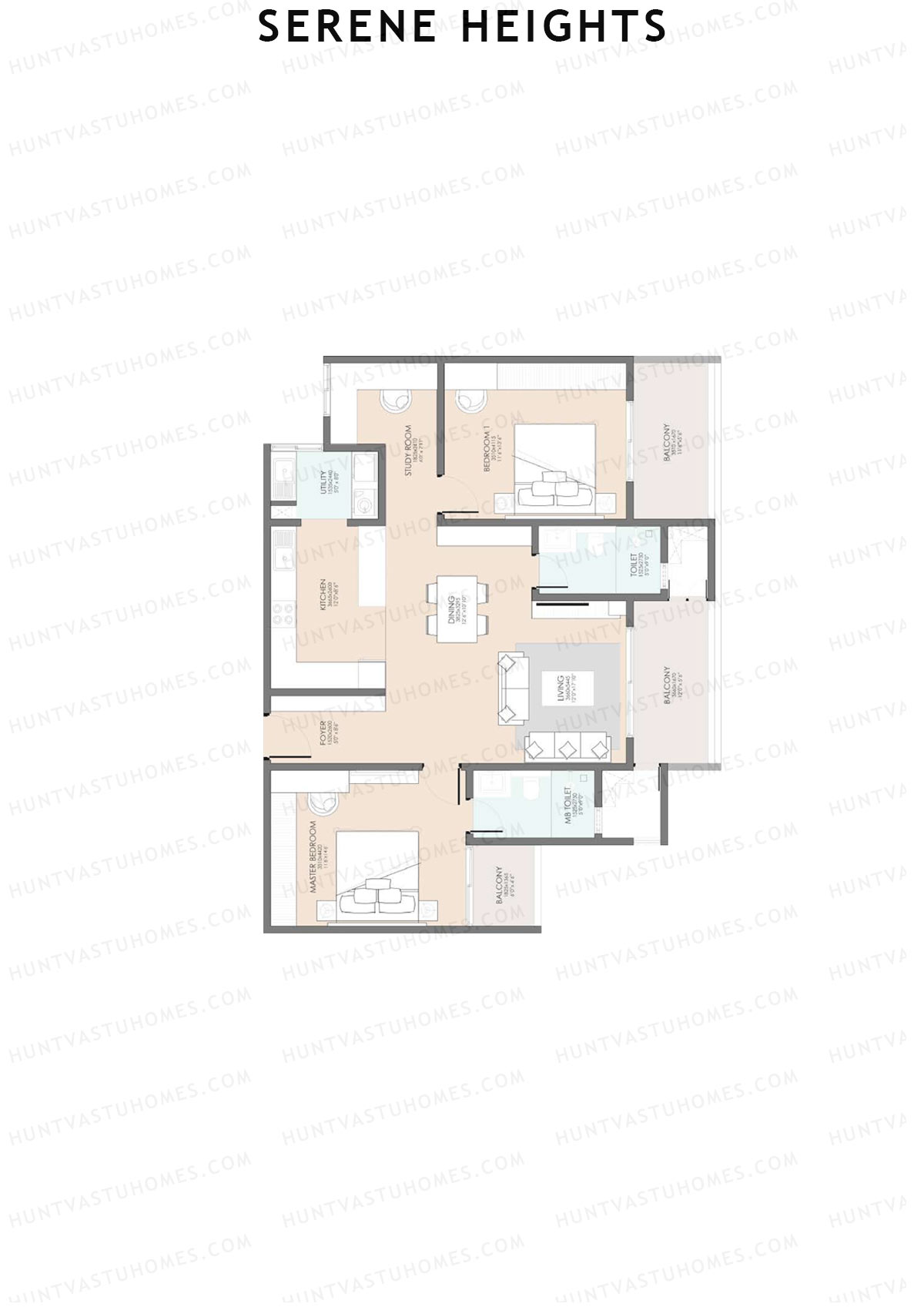 Serene Heights Tower 1 Unit 2 (Type 1) Floor Plan