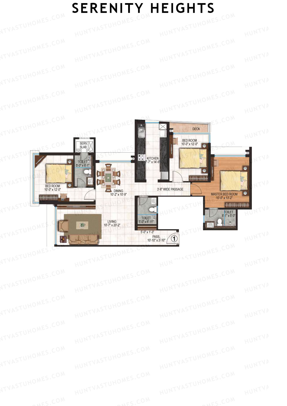 Serenity Heights Wing A Unit 1 Floor Plan