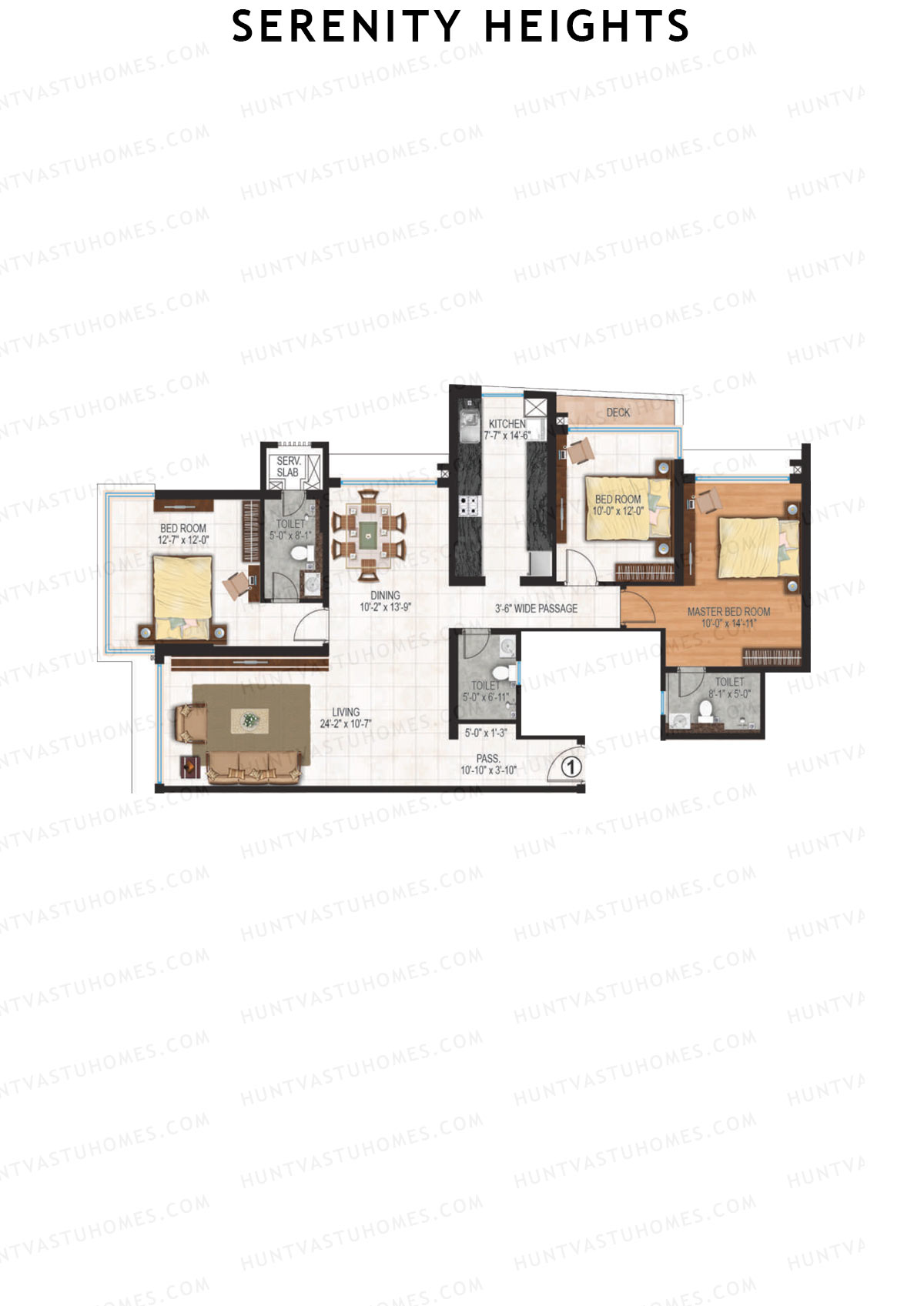 Serenity Heights Wing A Unit 1 Floor Plan
