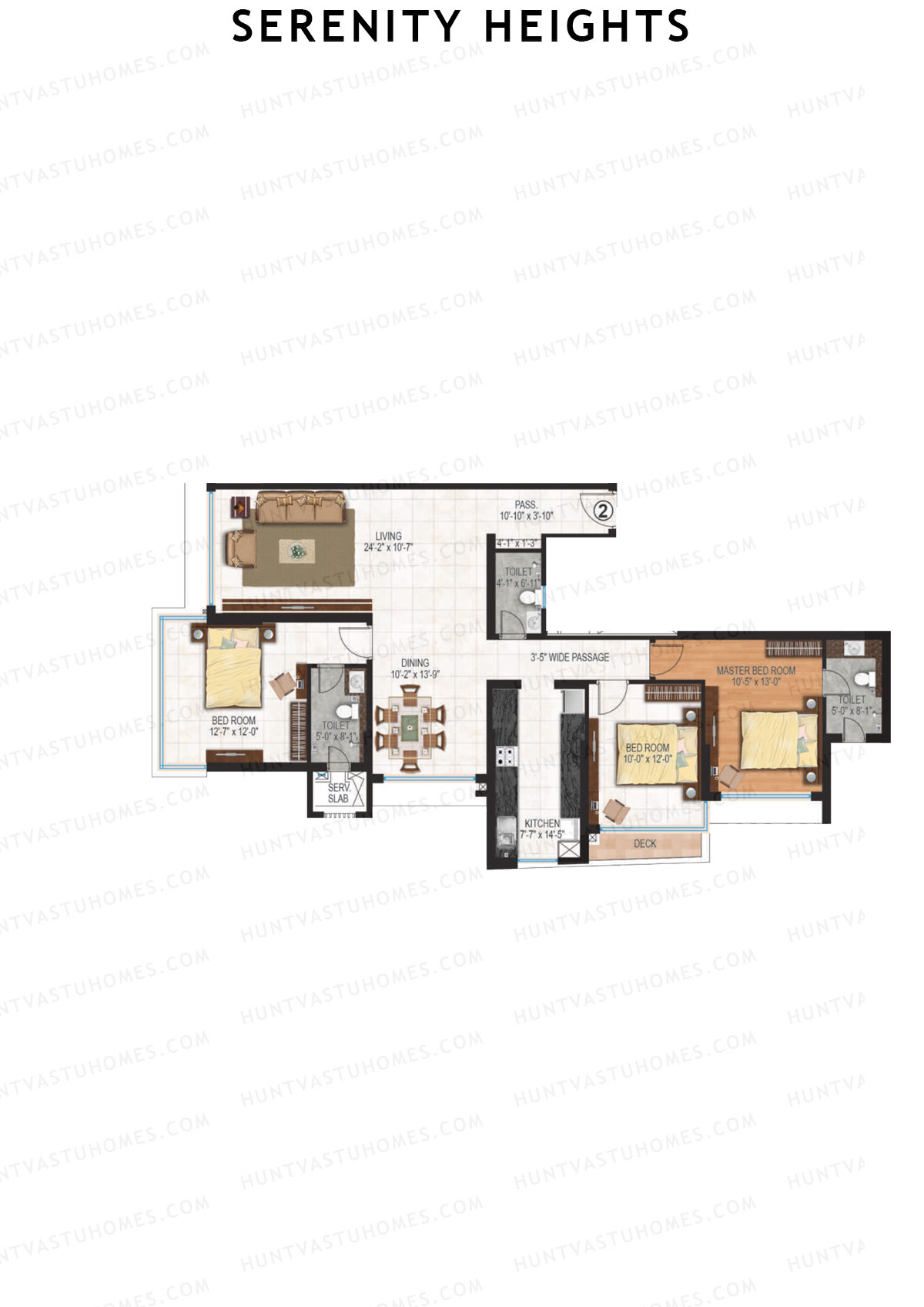 Serenity Heights Wing A Unit 2 Floor Plan
