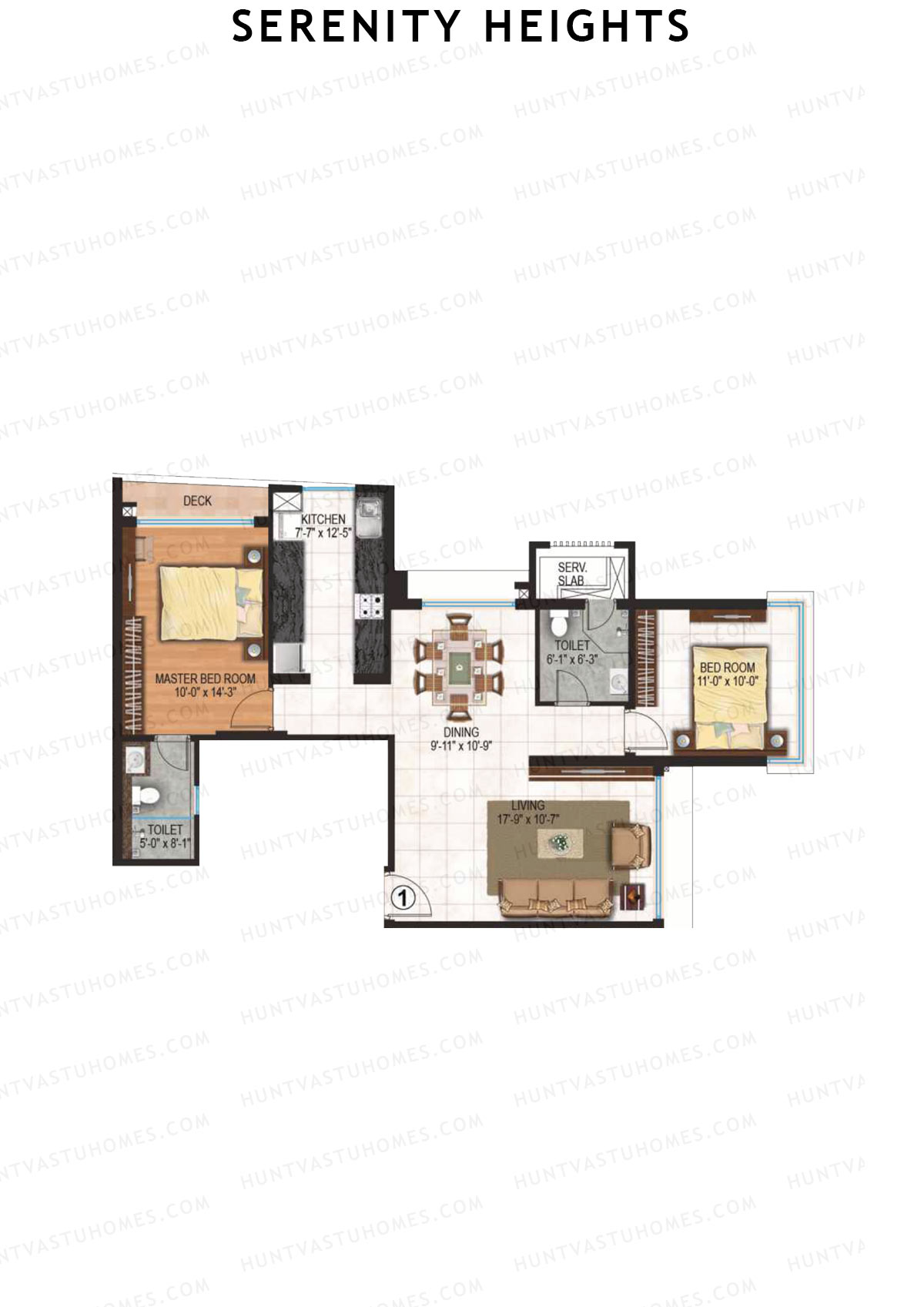 Serenity Heights Wing B Unit 1 Floor Plan