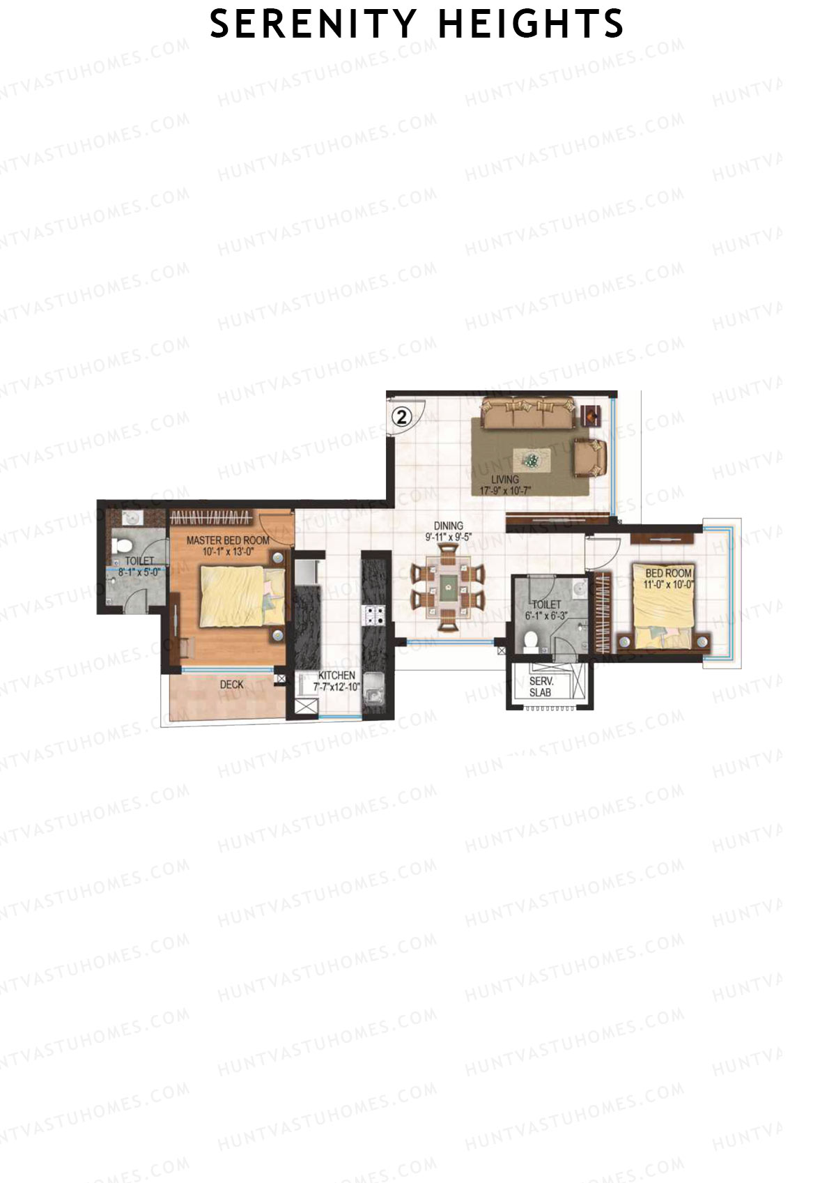 Serenity Heights Wing B Unit 2 Floor Plan