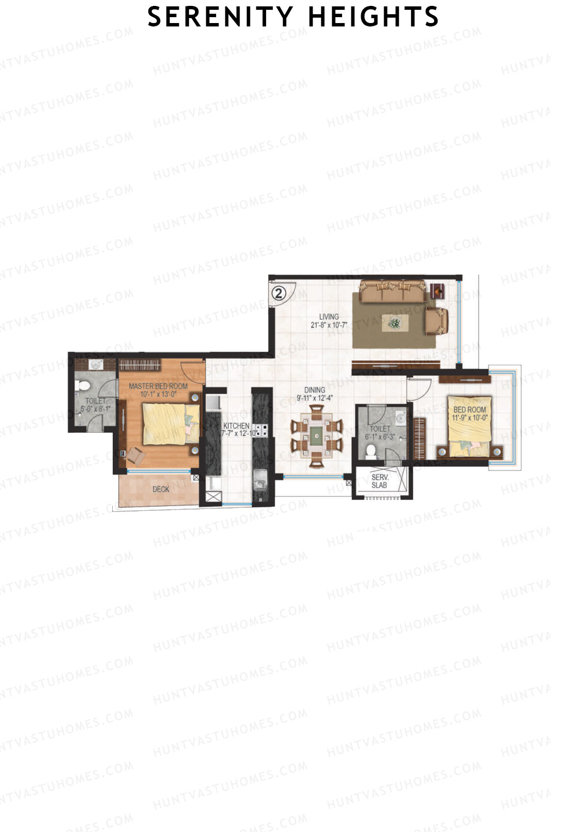 Serenity Heights Wing B Unit 2 Floor Plan