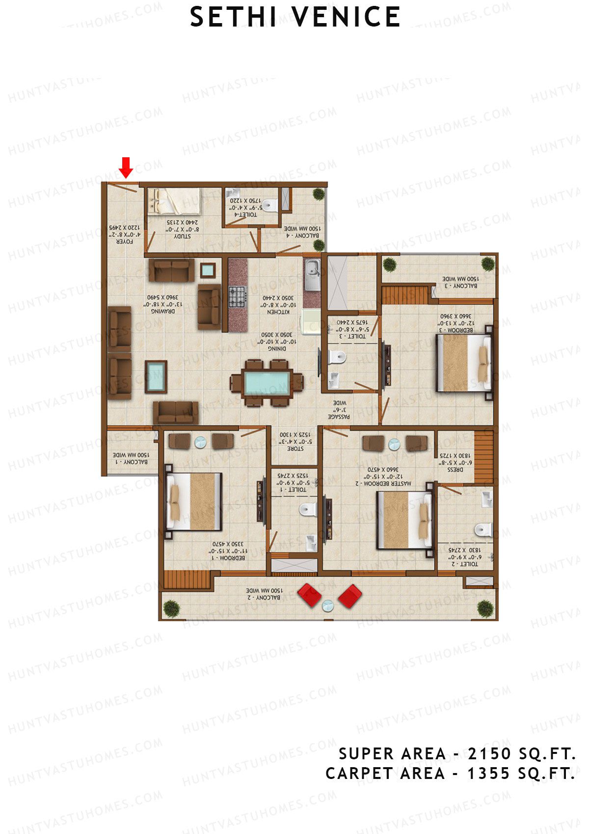 Sethi Venice Tower A Unit 1 (Type II) Floor Plan