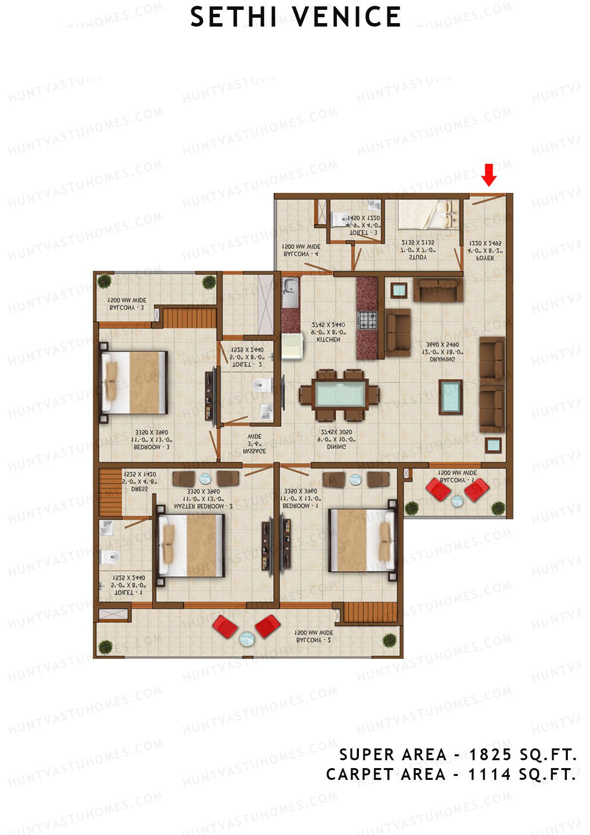 Sethi Venice Tower H Unit 4 (Type I) Floor Plan