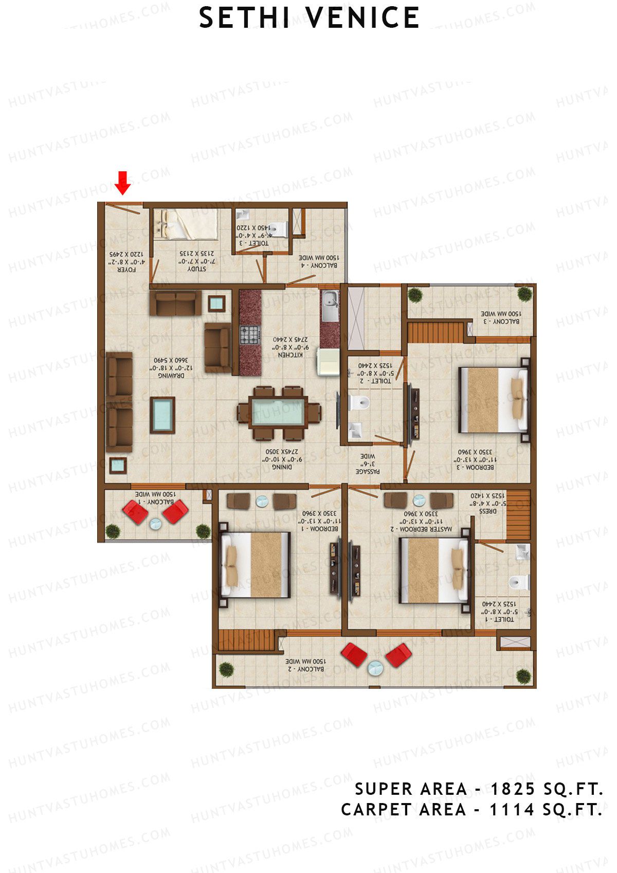 Sethi Venice Tower K Unit 3 (Type I) Floor Plan
