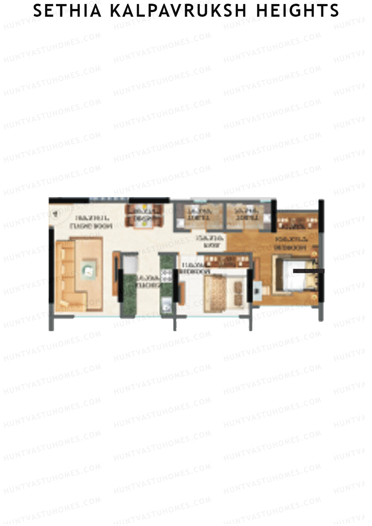 Sethia Kalpavruksh Heights Wing A Unit 1 (Type 1) Floor Plan
