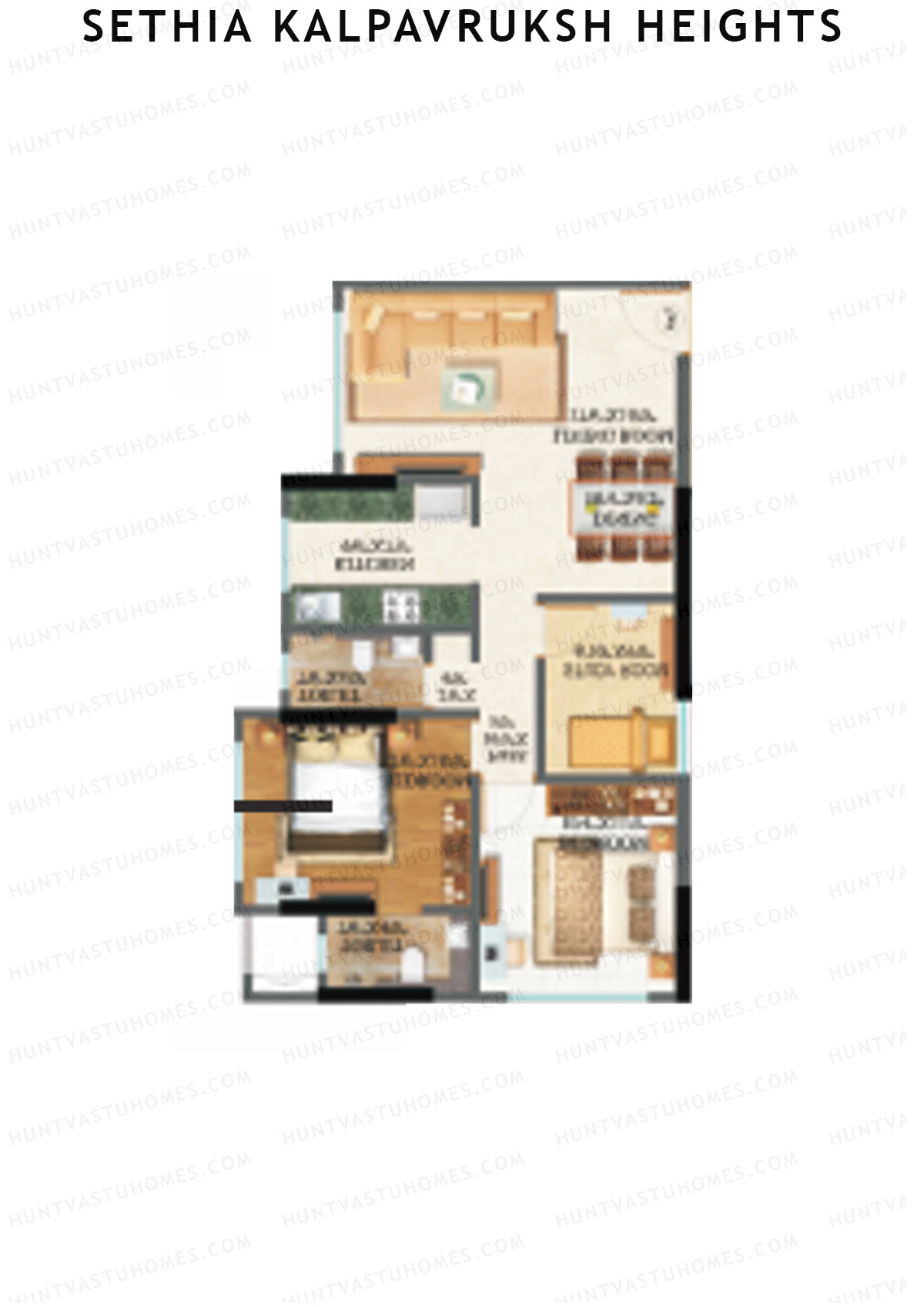 Sethia Kalpavruksh Heights Wing A Unit 2 (Type 2) Floor Plan