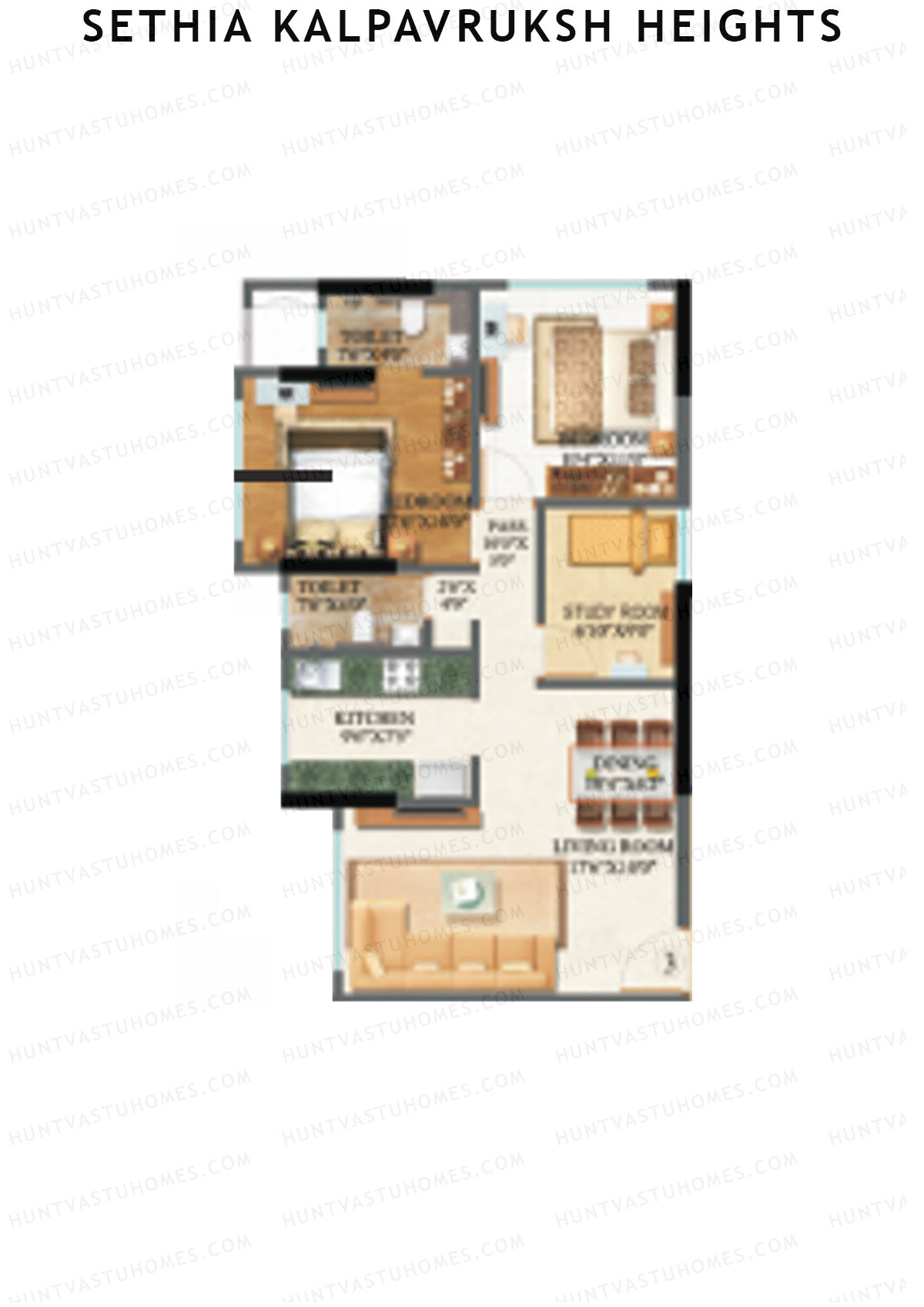 Sethia Kalpavruksh Heights Wing A Unit 3 (Type 2) Floor Plan