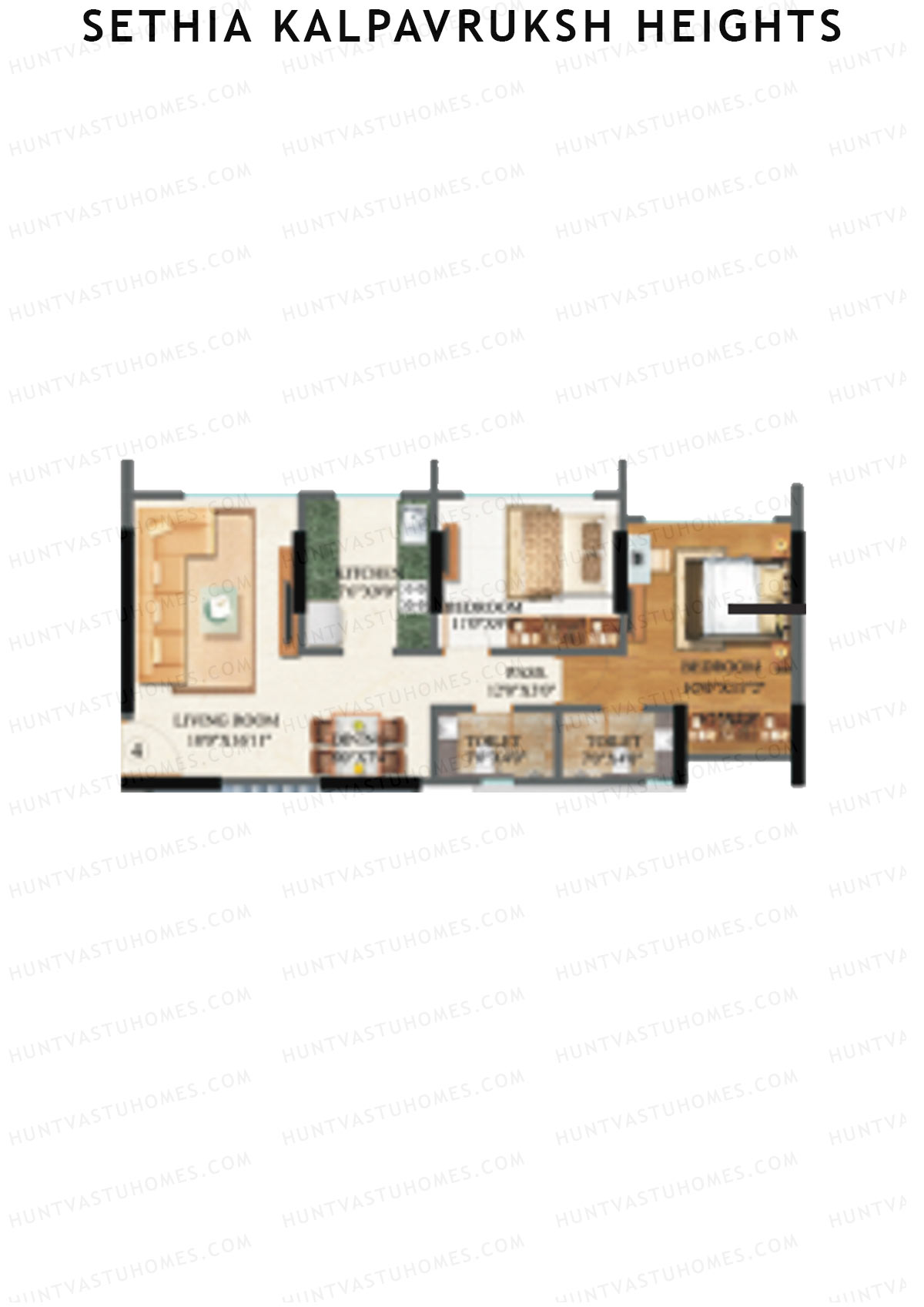 Sethia Kalpavruksh Heights Wing A Unit 4 (Type 3) Floor Plan