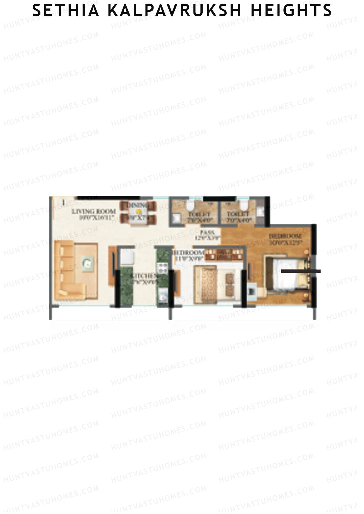 Sethia Kalpavruksh Heights Wing B Unit 1 (Type 1) Floor Plan