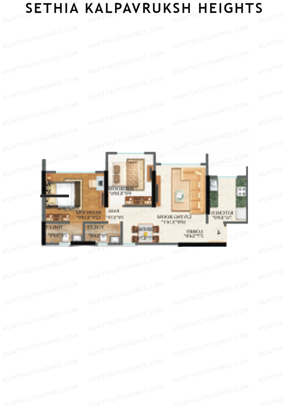 Sethia Kalpavruksh Heights Wing B Unit 3 (Type 2) Floor Plan