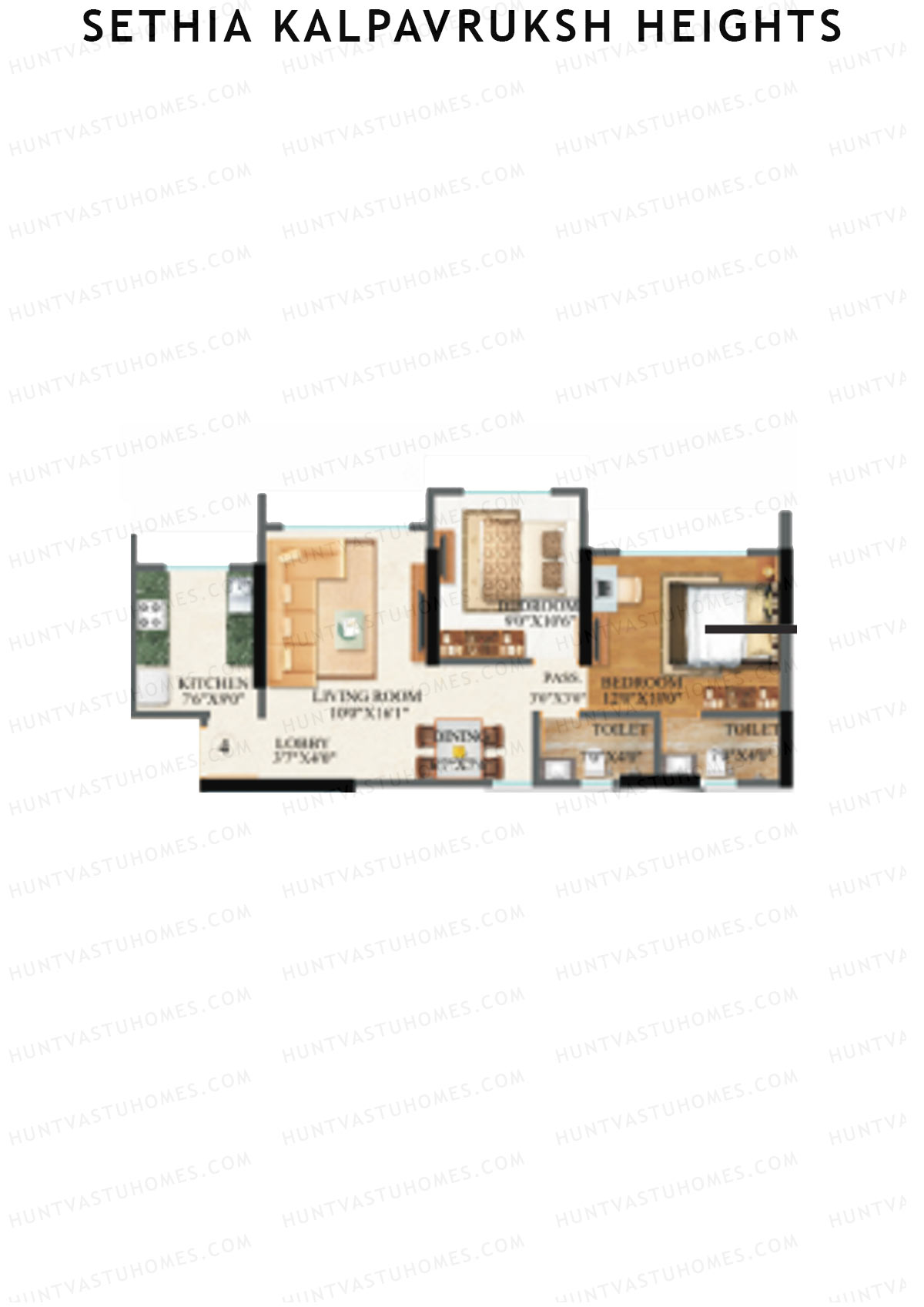 Sethia Kalpavruksh Heights Wing B Unit 4 (Type 2) Floor Plan
