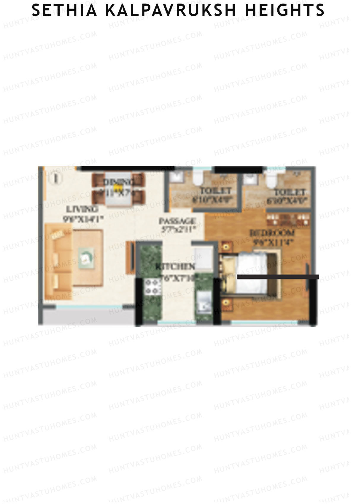 Sethia Kalpavruksh Heights Wing C Unit 1 (Type 1) Floor Plan