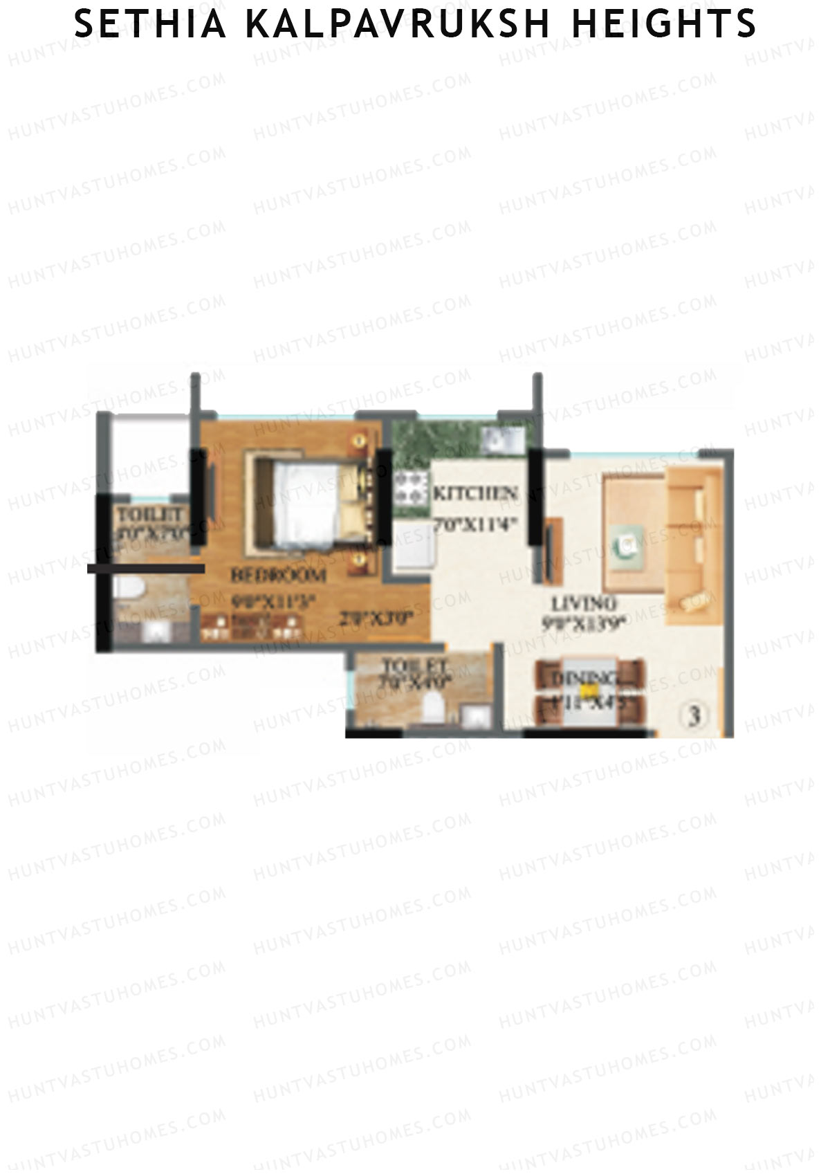 Sethia Kalpavruksh Heights Wing C Unit 3 (Type 2) Floor Plan