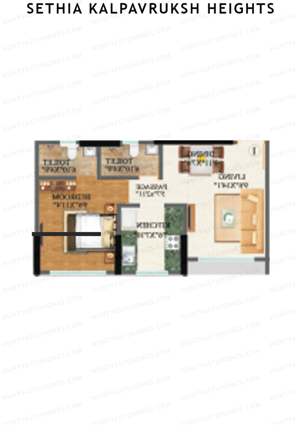 Sethia Kalpavruksh Heights Wing D Unit 2 (Type 1) Floor Plan