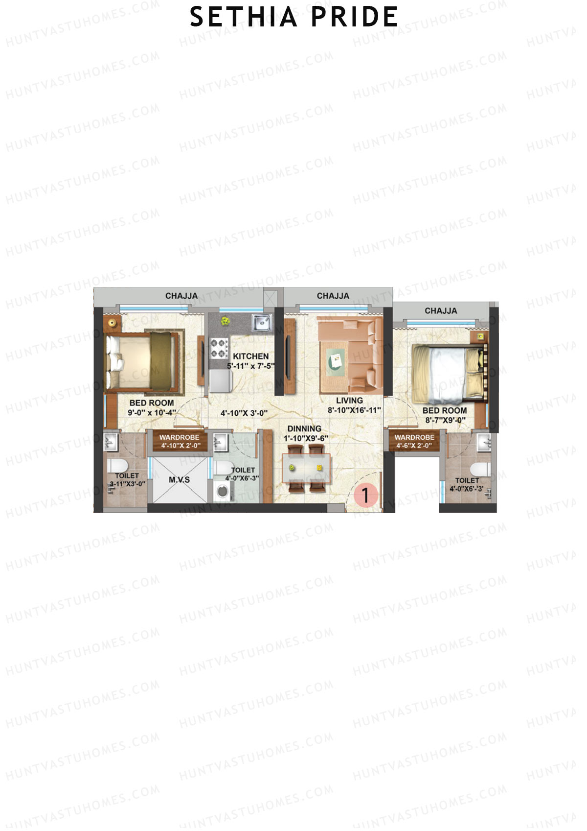 Sethia Pride Wing A Unit 1 Floor Plan