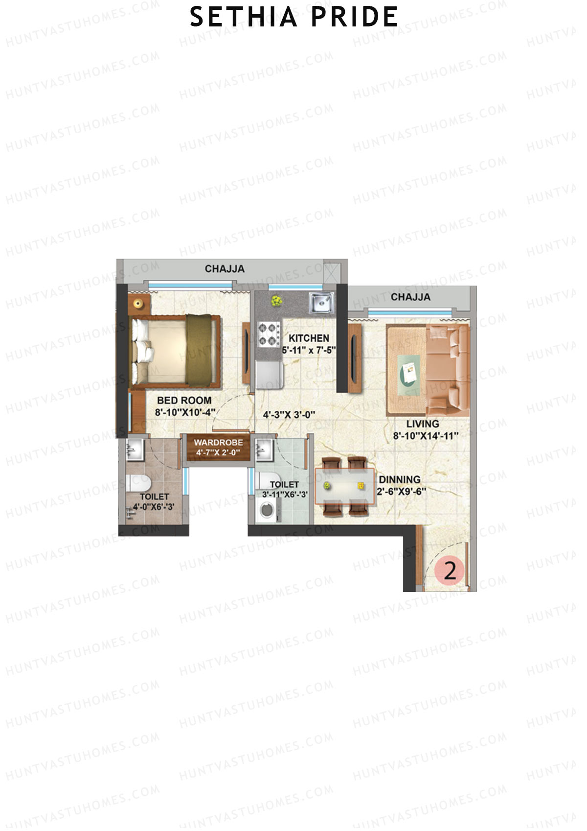 Sethia Pride Wing A Unit 2 Floor Plan