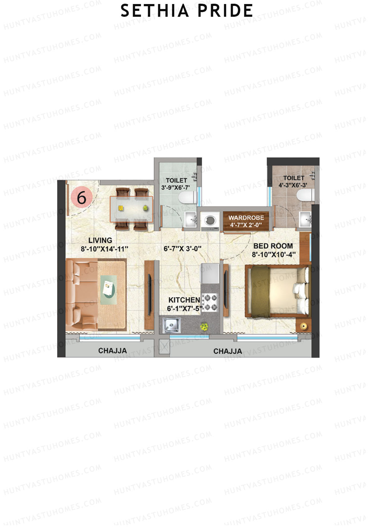 Sethia Pride Wing A Unit 6 Floor Plan