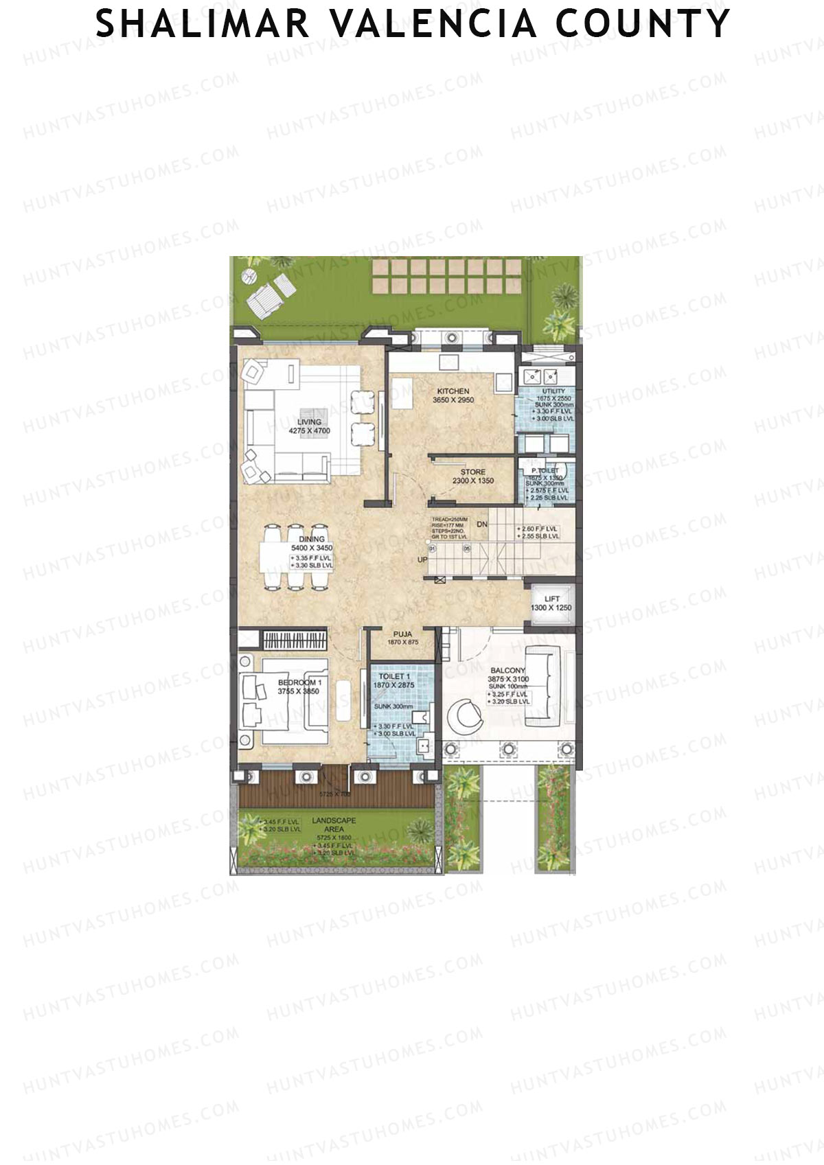 Shalimar Valencia County, Villas 32-46, Unit 35 (Villa), 5BHK, Super Area 4025   sq ft 