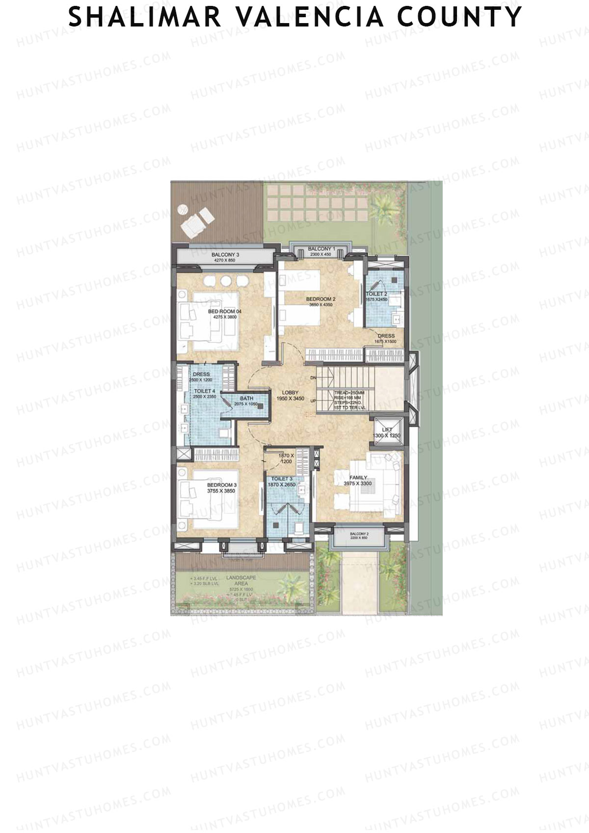 Shalimar Valencia County, Villas 62-76, Unit 62 (Villa), 4BHK, Super Area 4130   sq ft 
