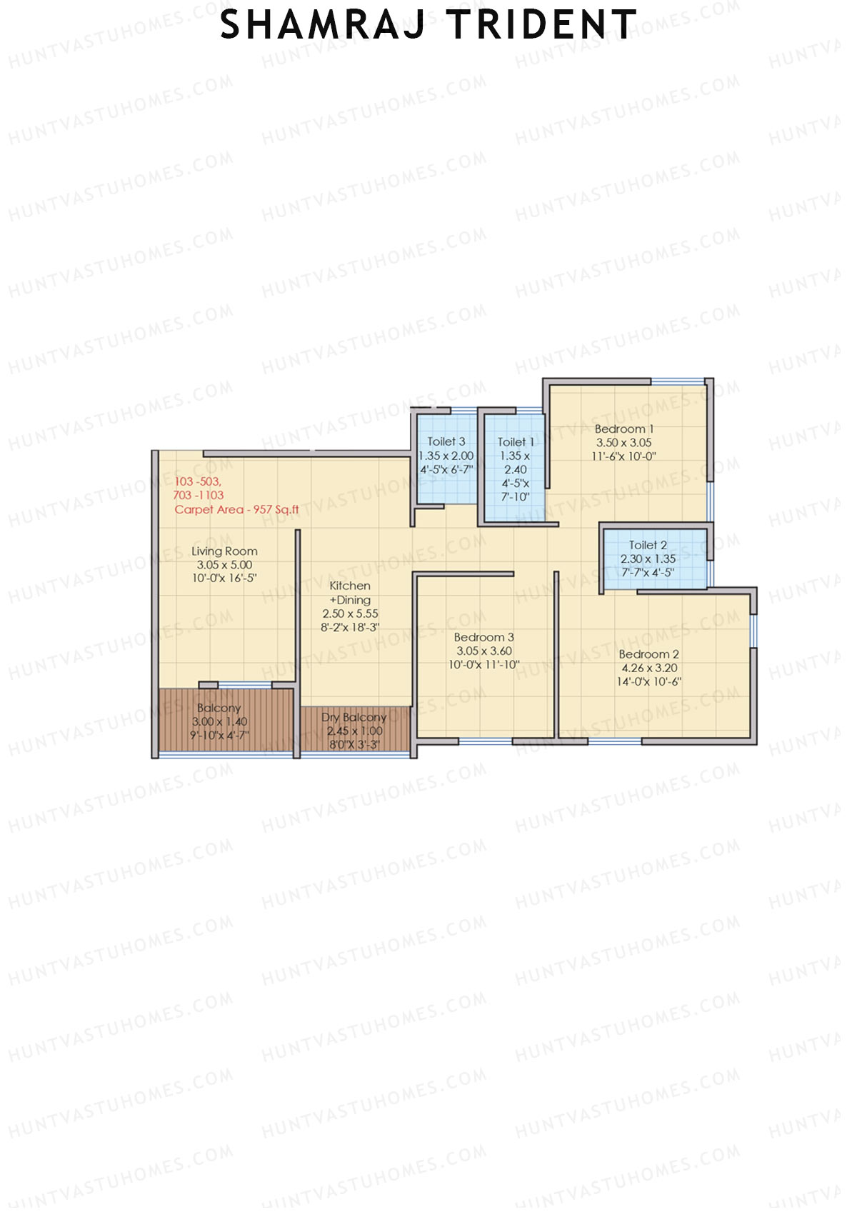 Shamraj Trident Wing A Unit 3 Floor Plan