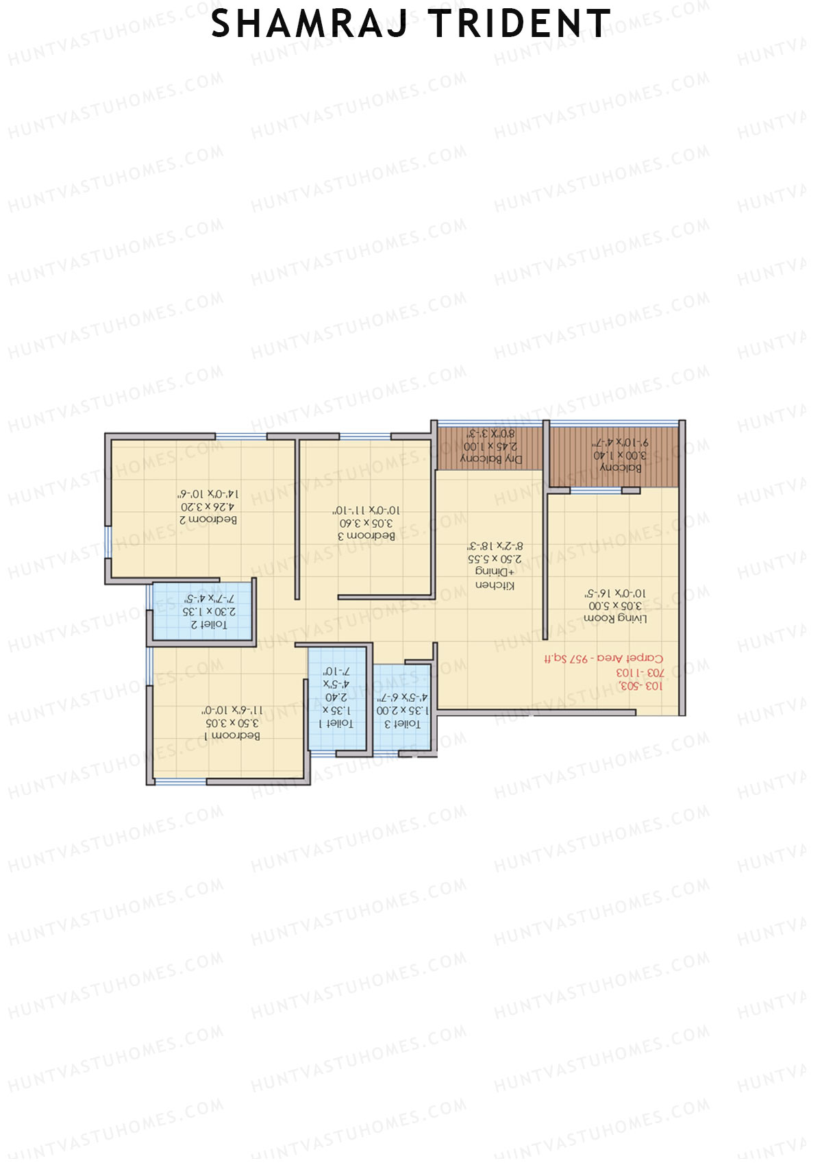 Shamraj Trident Wing B Unit 1 Floor Plan