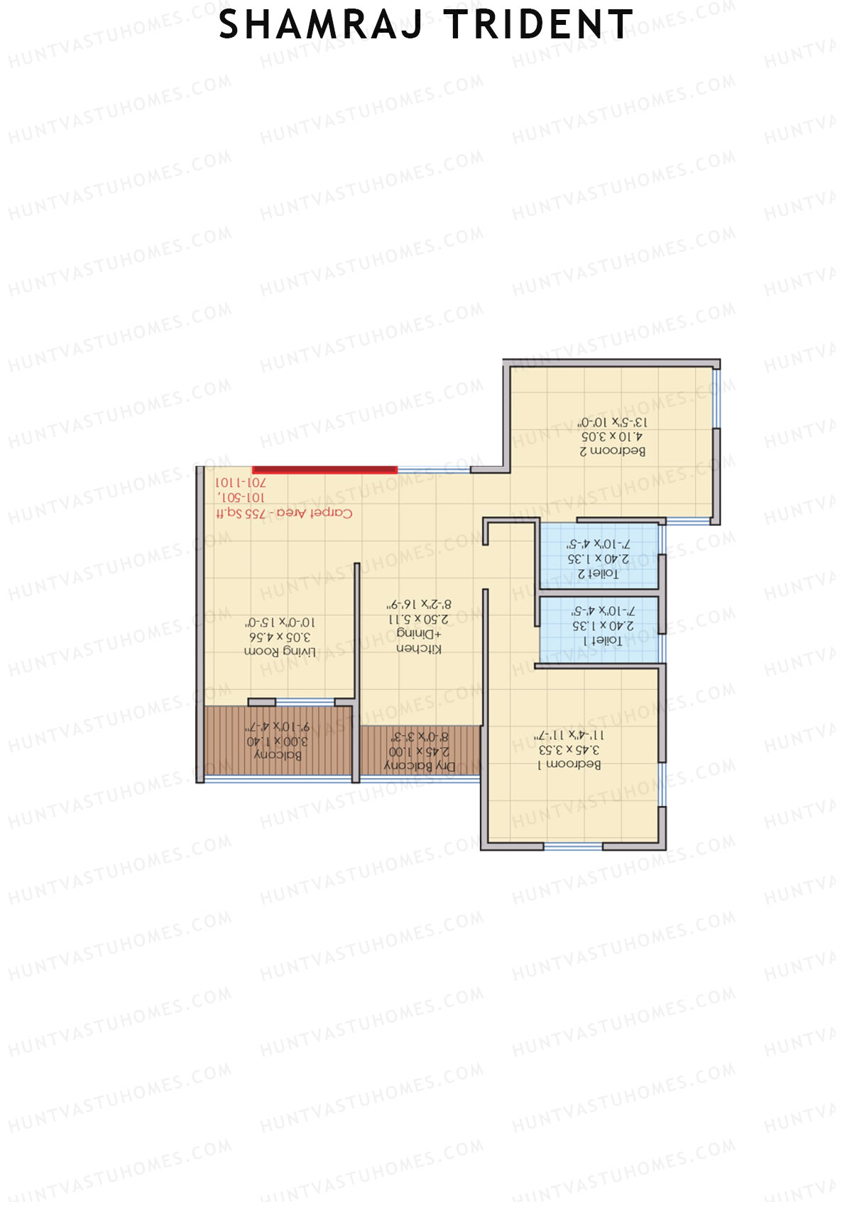 Shamraj Trident Wing B Unit 3 Floor Plan