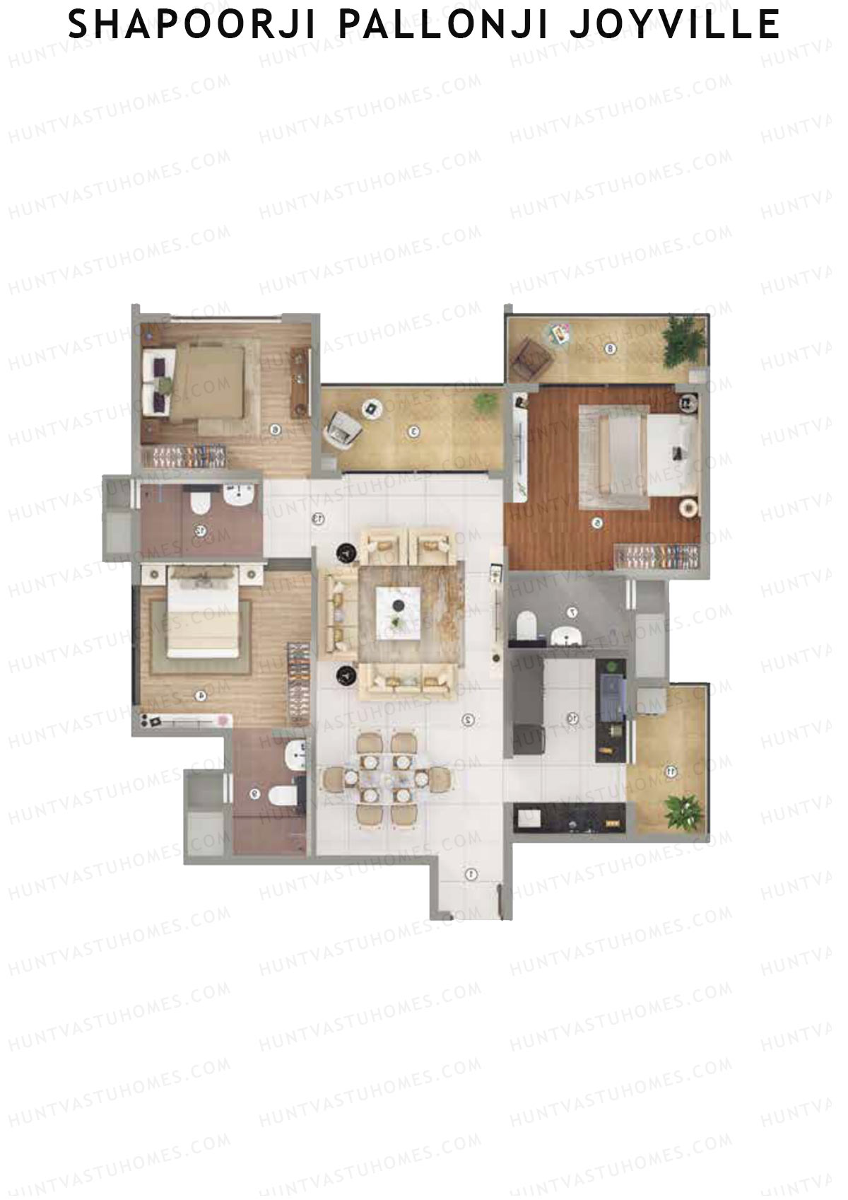 Shapoorji Pallonji Joyville Tower 1 Unit 3 Floor Plan