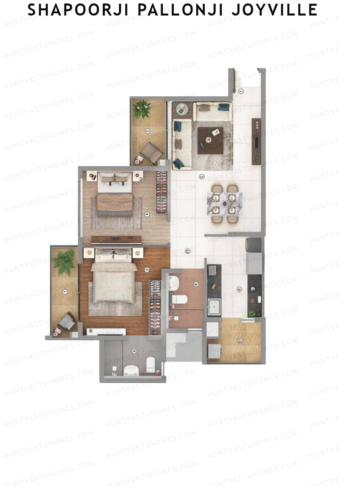Shapoorji Pallonji Joyville Tower 3 Unit 2 Floor Plan