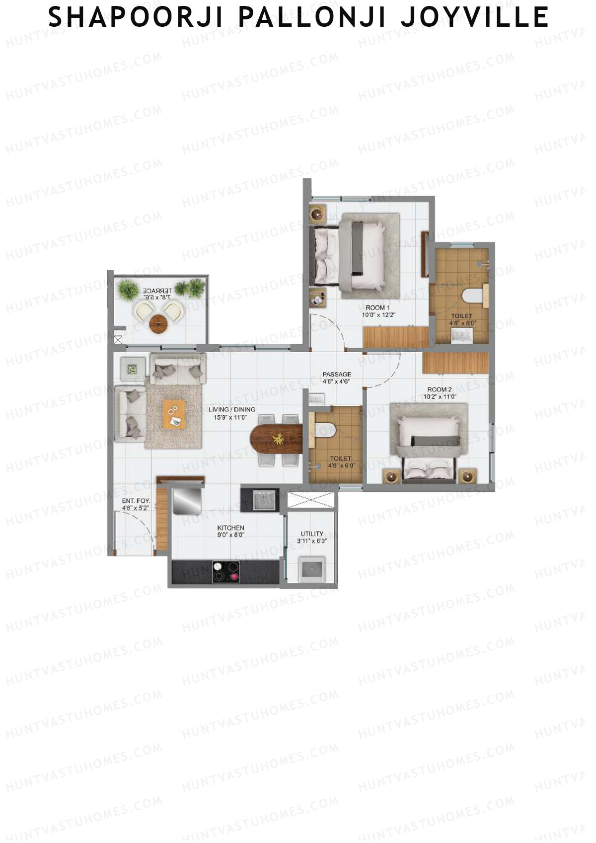 Shapoorji Pallonji Joyville Alpine Unit 1 Floor Plan