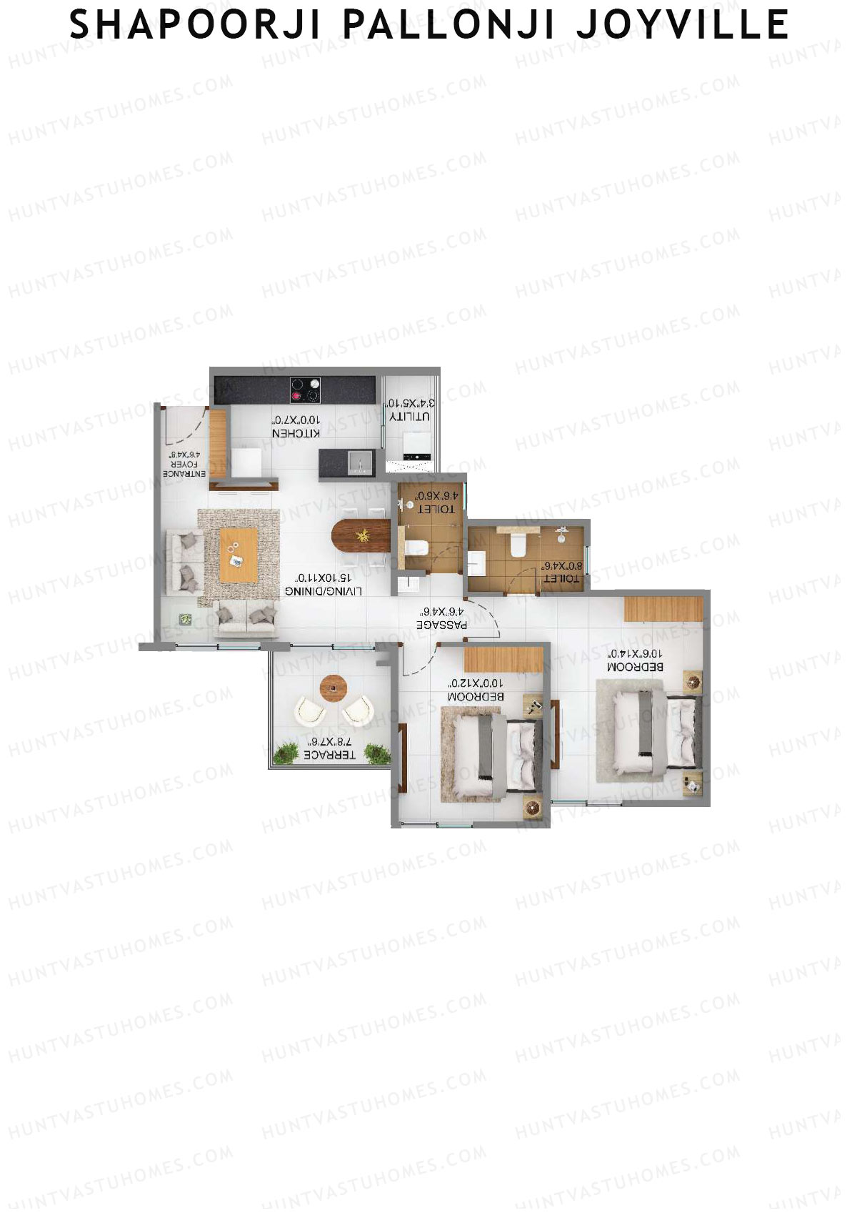 Shapoorji Pallonji Joyville Alpine Unit 3 Floor Plan