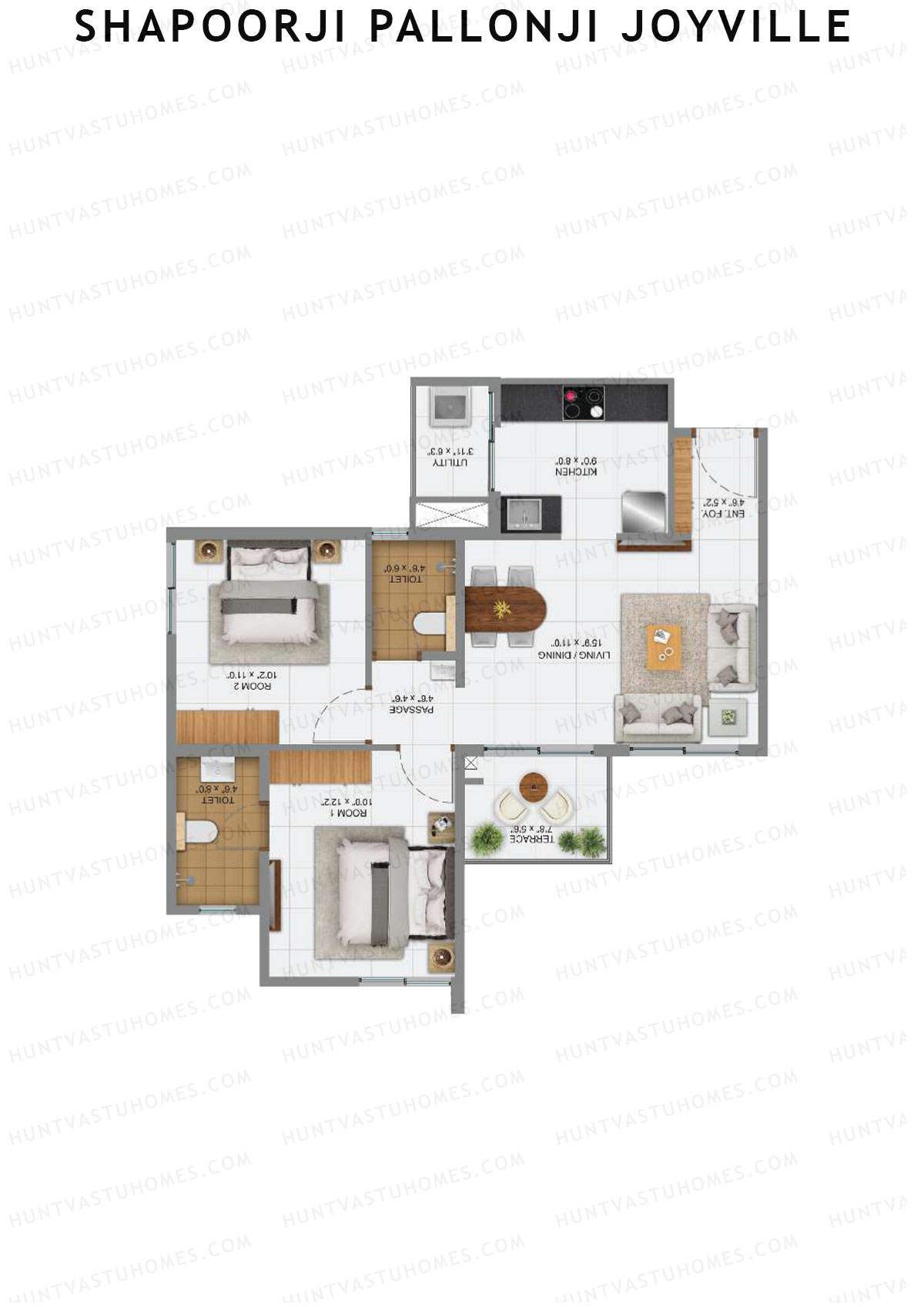 Shapoorji Pallonji Joyville Alpine Unit 9 1 Floor Plan