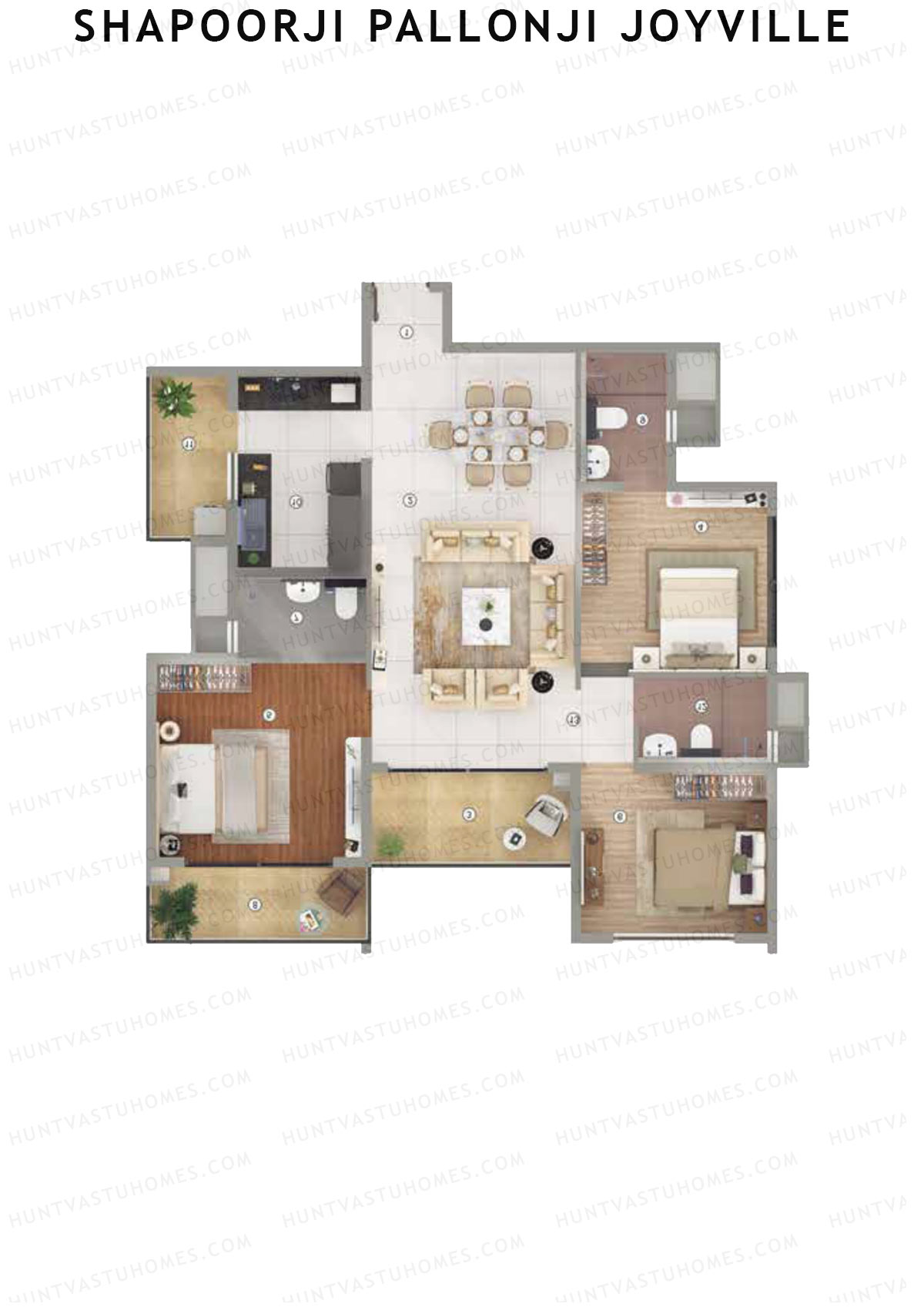Shapoorji Pallonji Joyville Tower IRIS Unit 3 Floor Plan