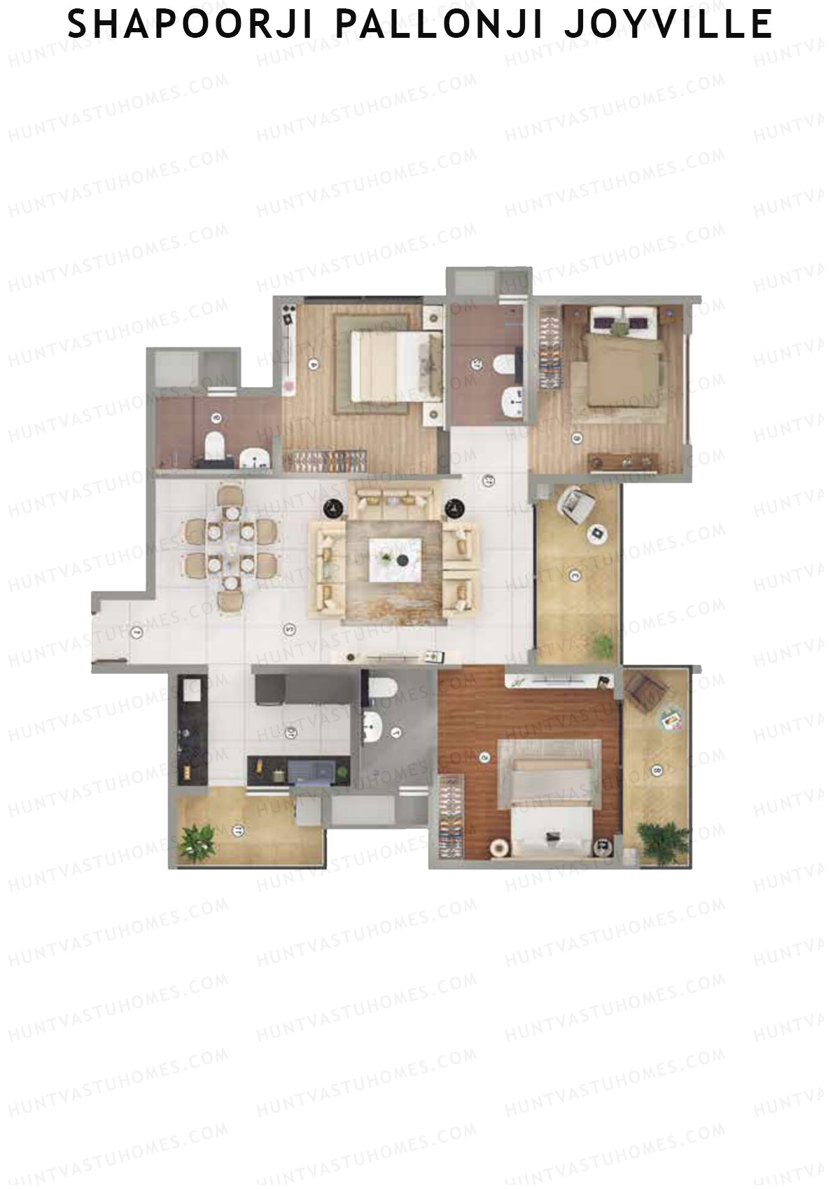 Shapoorji Pallonji Joyville Tower JADE Unit 3 Floor Plan