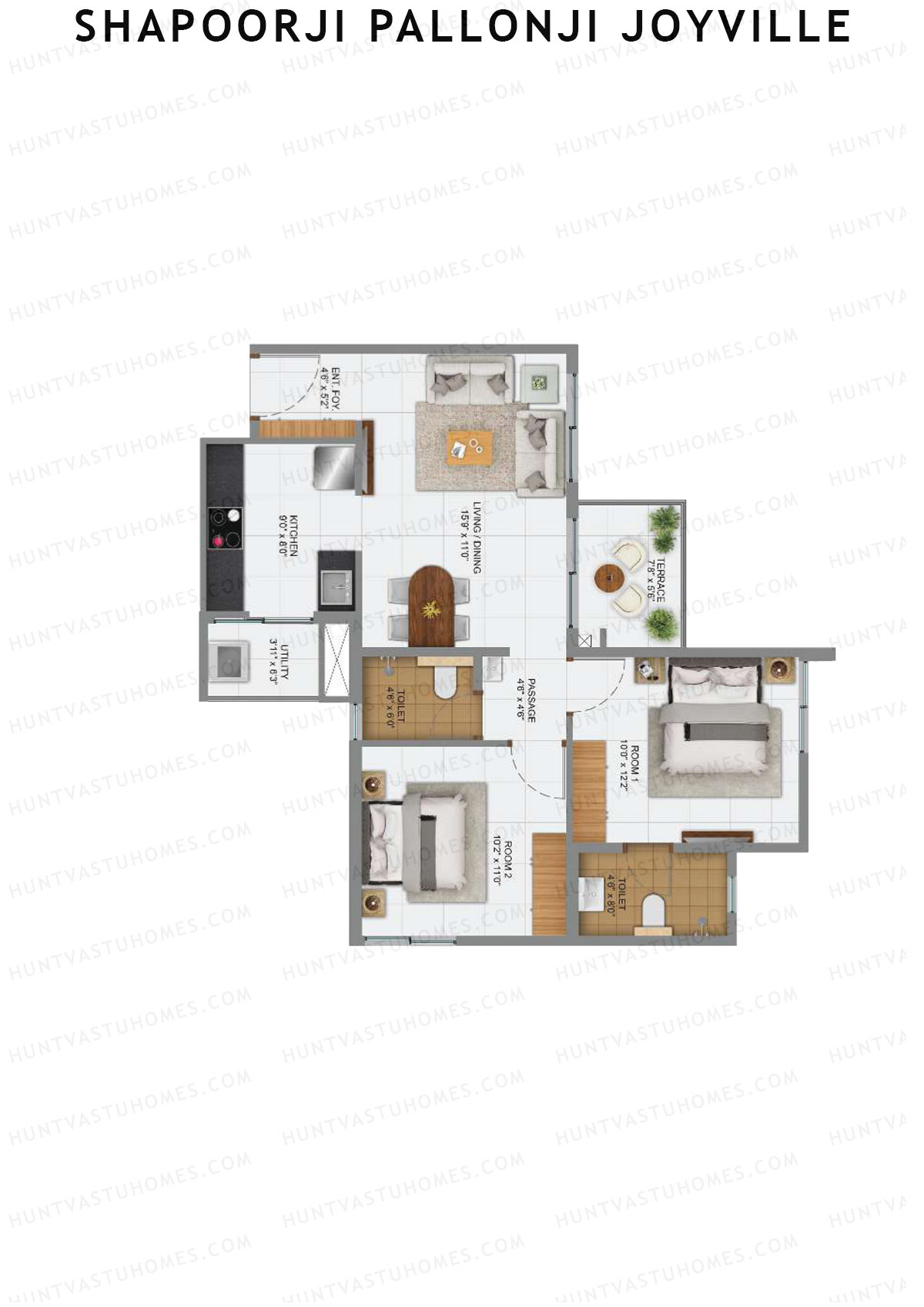 Shapoorji Pallonji Joyville Sierra Unit 1 1 Floor Plan
