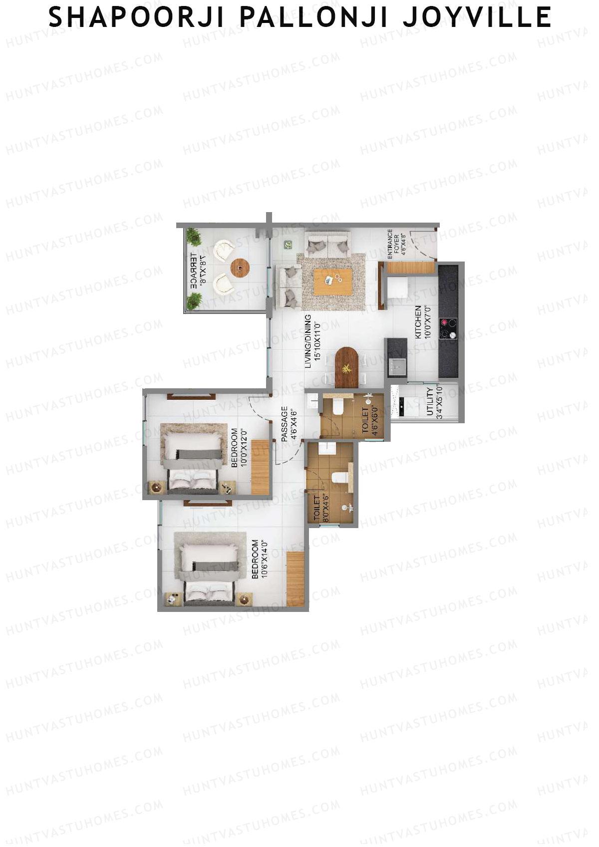 Shapoorji Pallonji Joyville Sierra Unit 3 1 Floor Plan