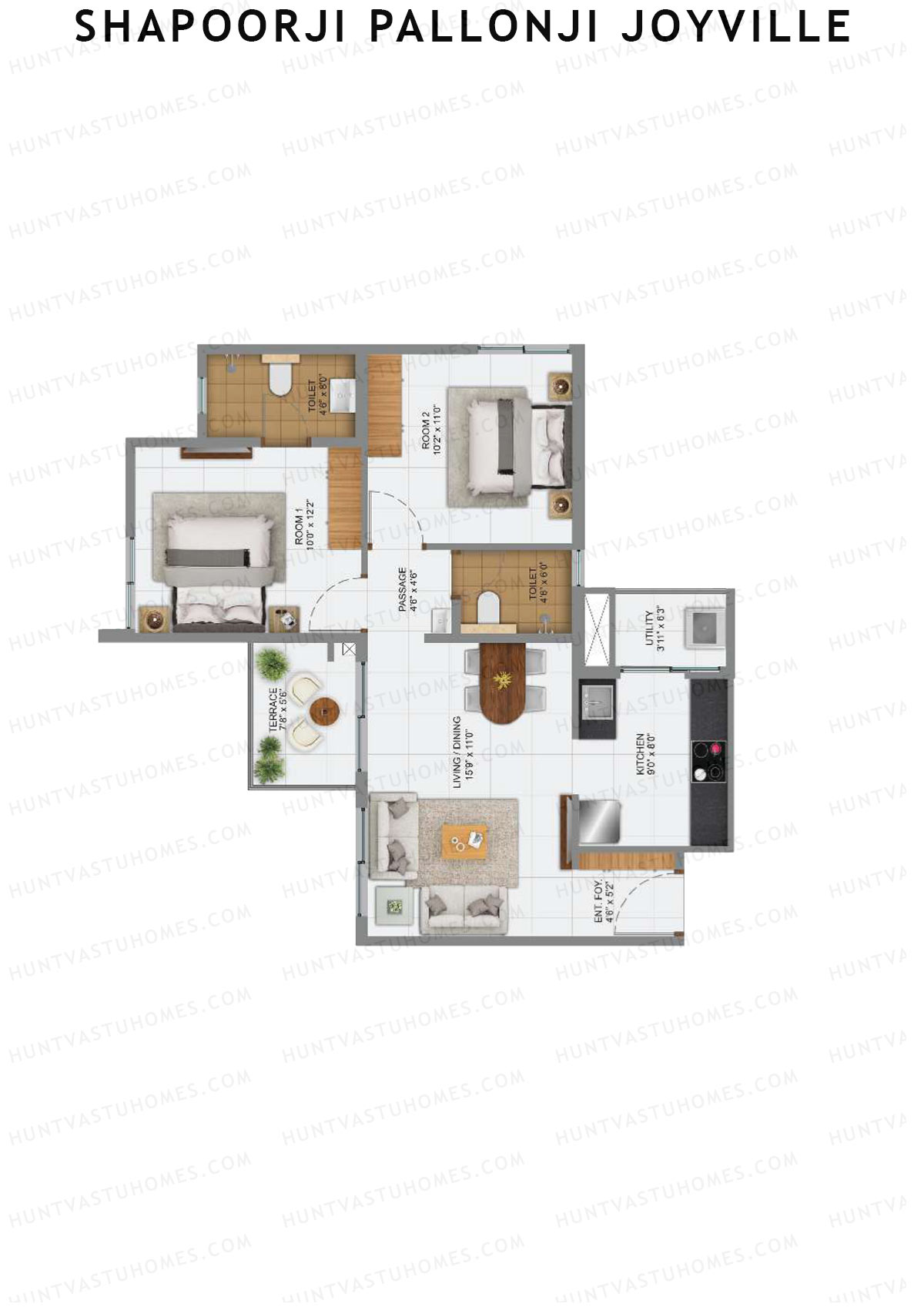Shapoorji Pallonji Joyville Sierra Unit 9 1 Floor Plan