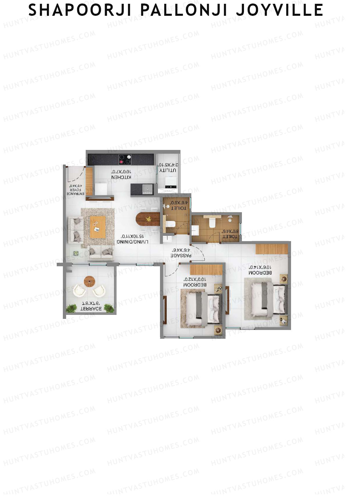 Shapoorji Pallonji Joyville Alpine Unit 3 Floor Plan
