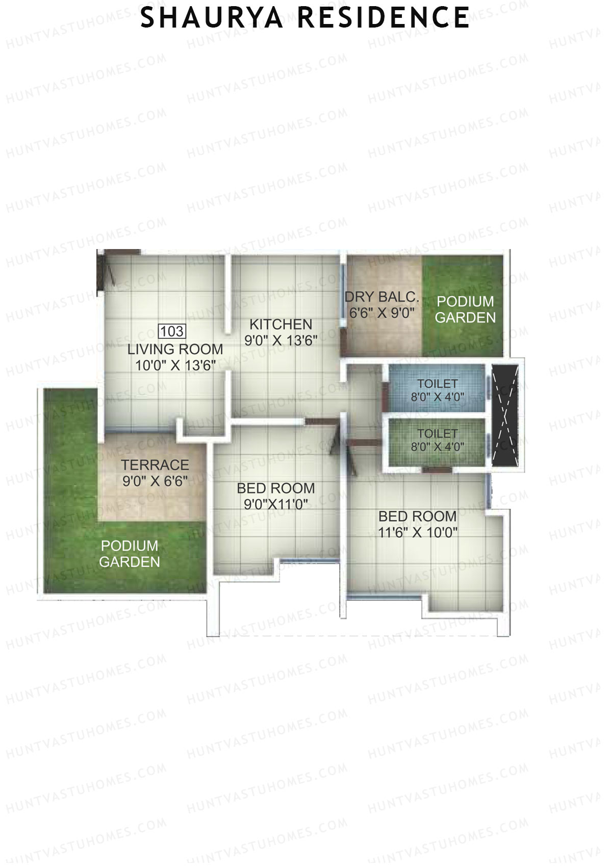 Shaurya Residence Tower A Unit 3 Floor Plan