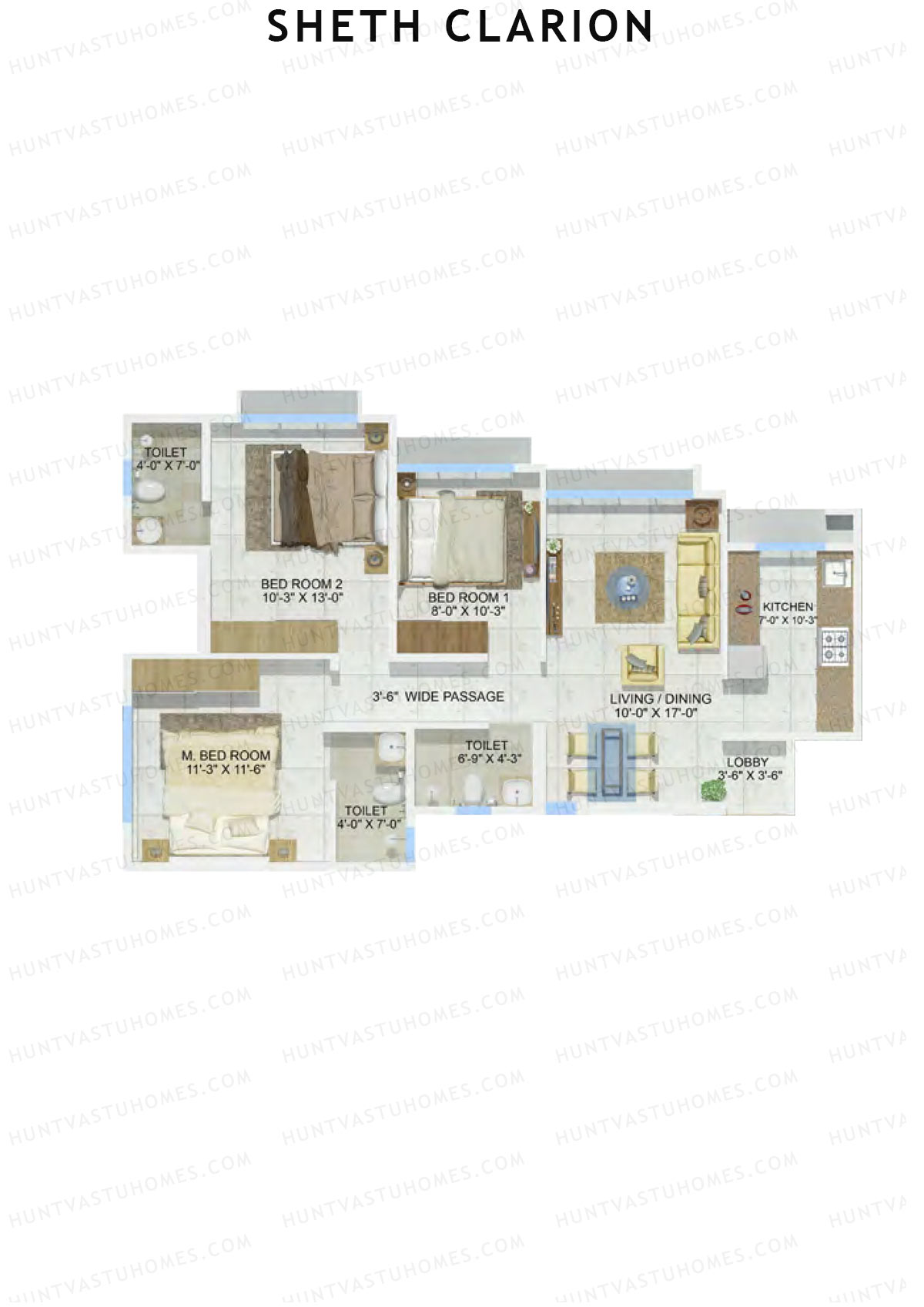 Sheth Clarion Wing B Unit 1 Floor Plan