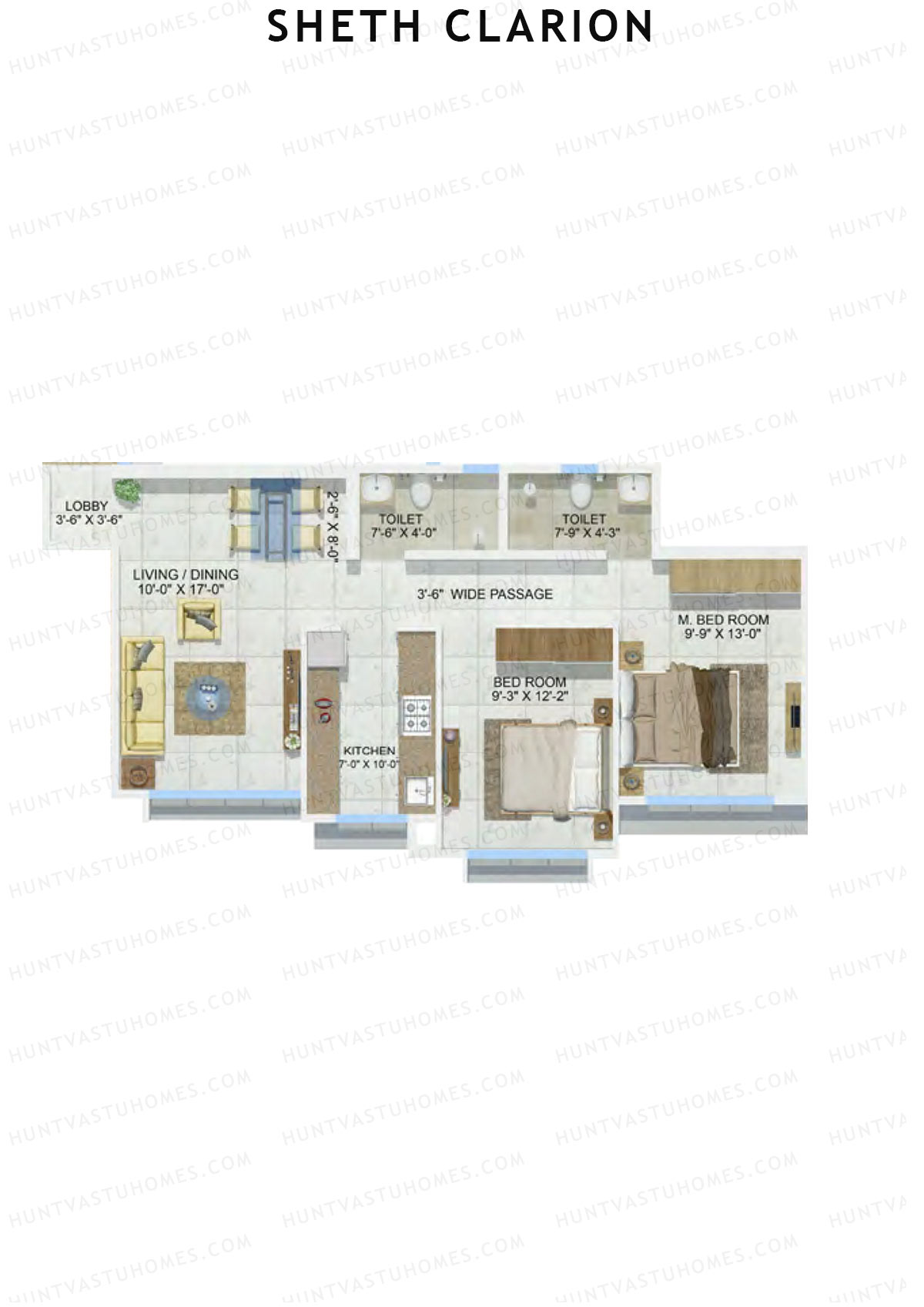 Sheth Clarion Wing B Unit 3 Floor Plan