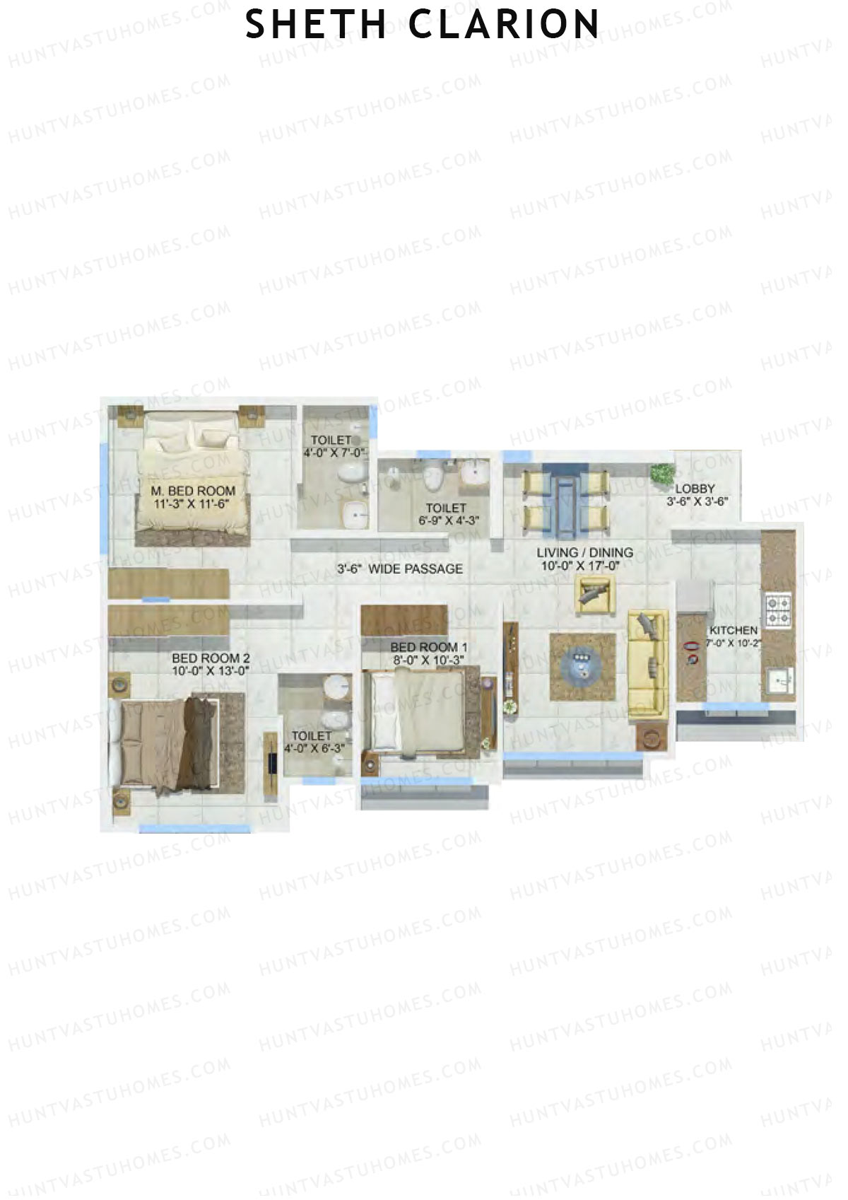 Sheth Clarion Wing B Unit 4 Floor Plan