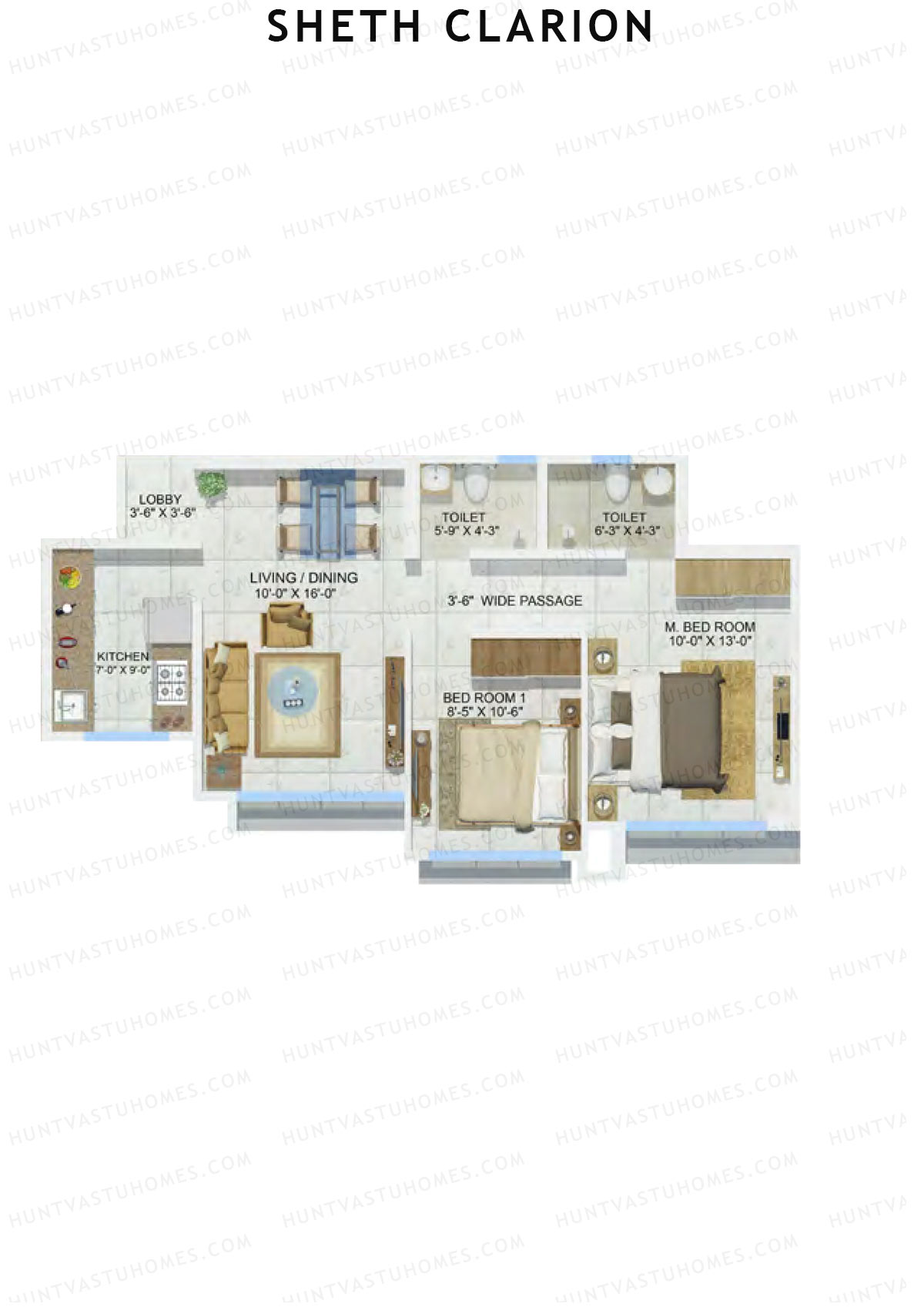 Sheth Clarion Wing D Unit 3 Floor Plan