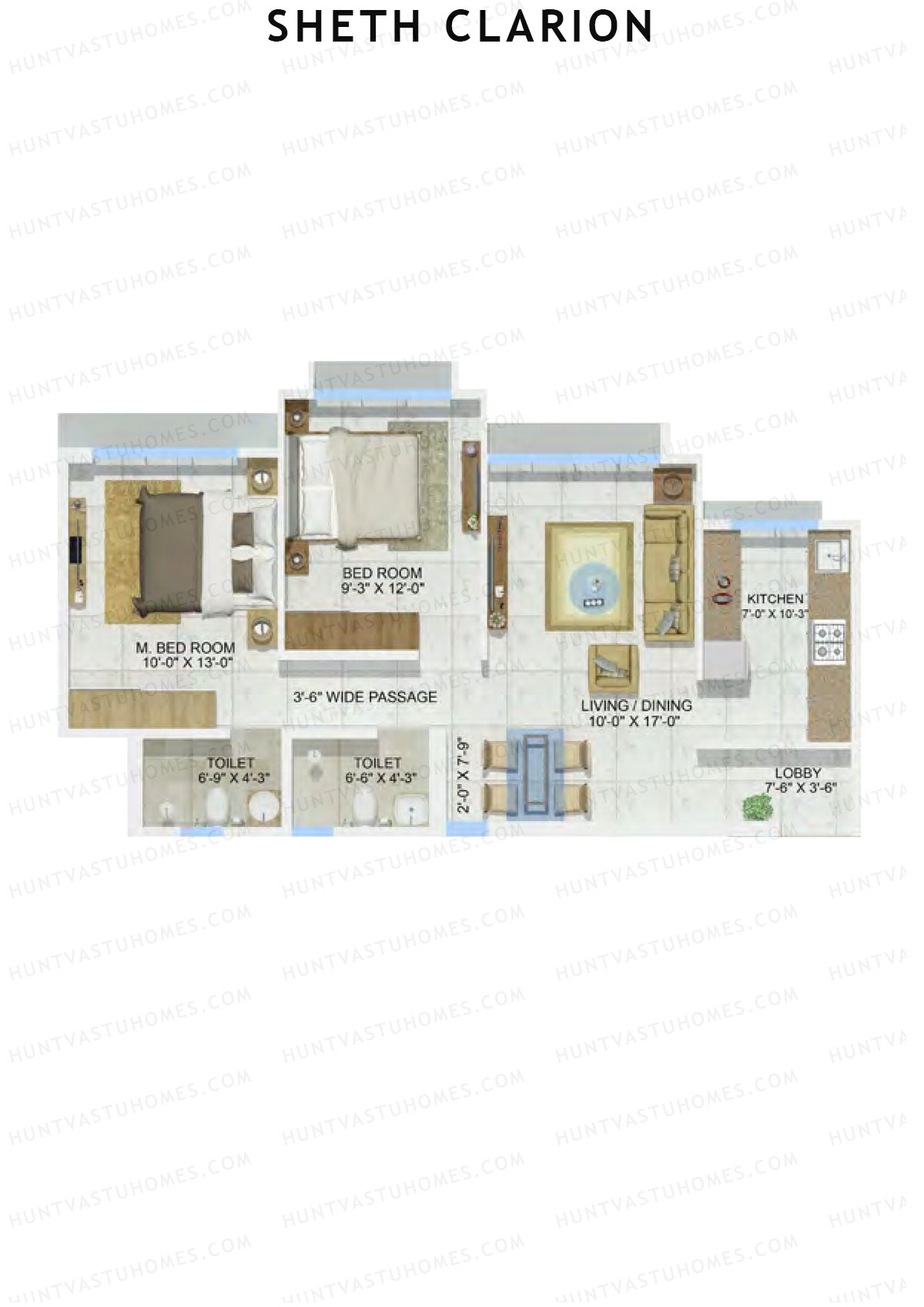 Sheth Clarion Wing E Unit 1 Floor Plan