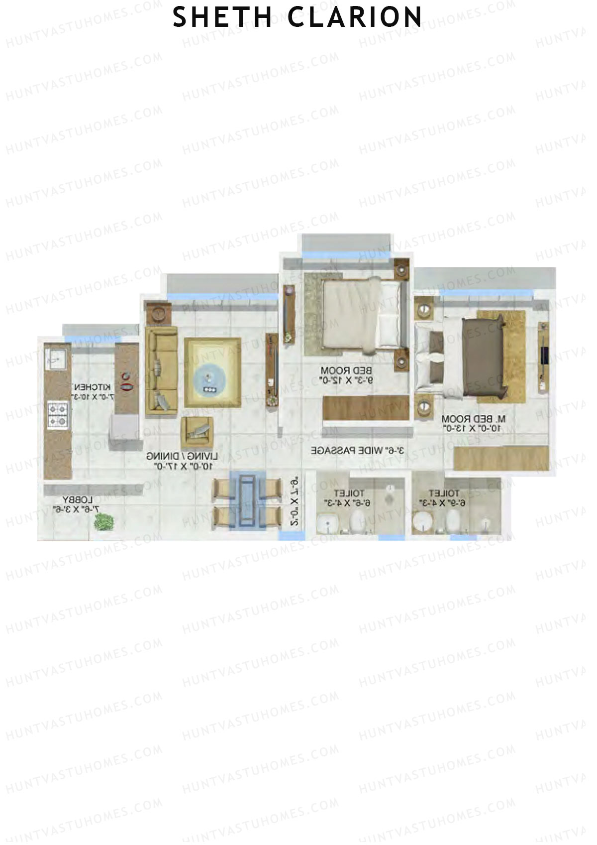 Sheth Clarion Wing E Unit 2 Floor Plan