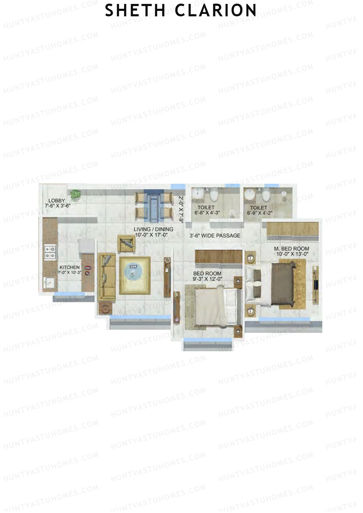 Sheth Clarion Wing E Unit 3 Floor Plan