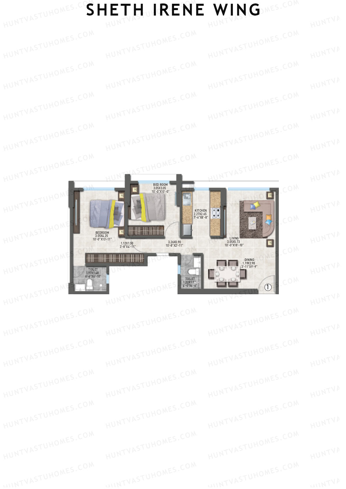 Sheth Irene Wing Wing A Unit 1 Floor Plan
