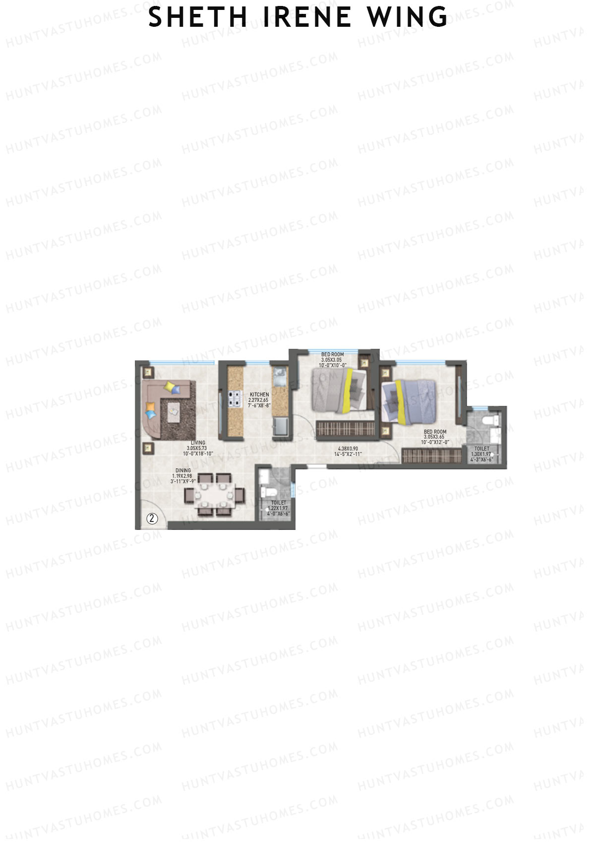 Sheth Irene Wing Wing A Unit 2 Floor Plan