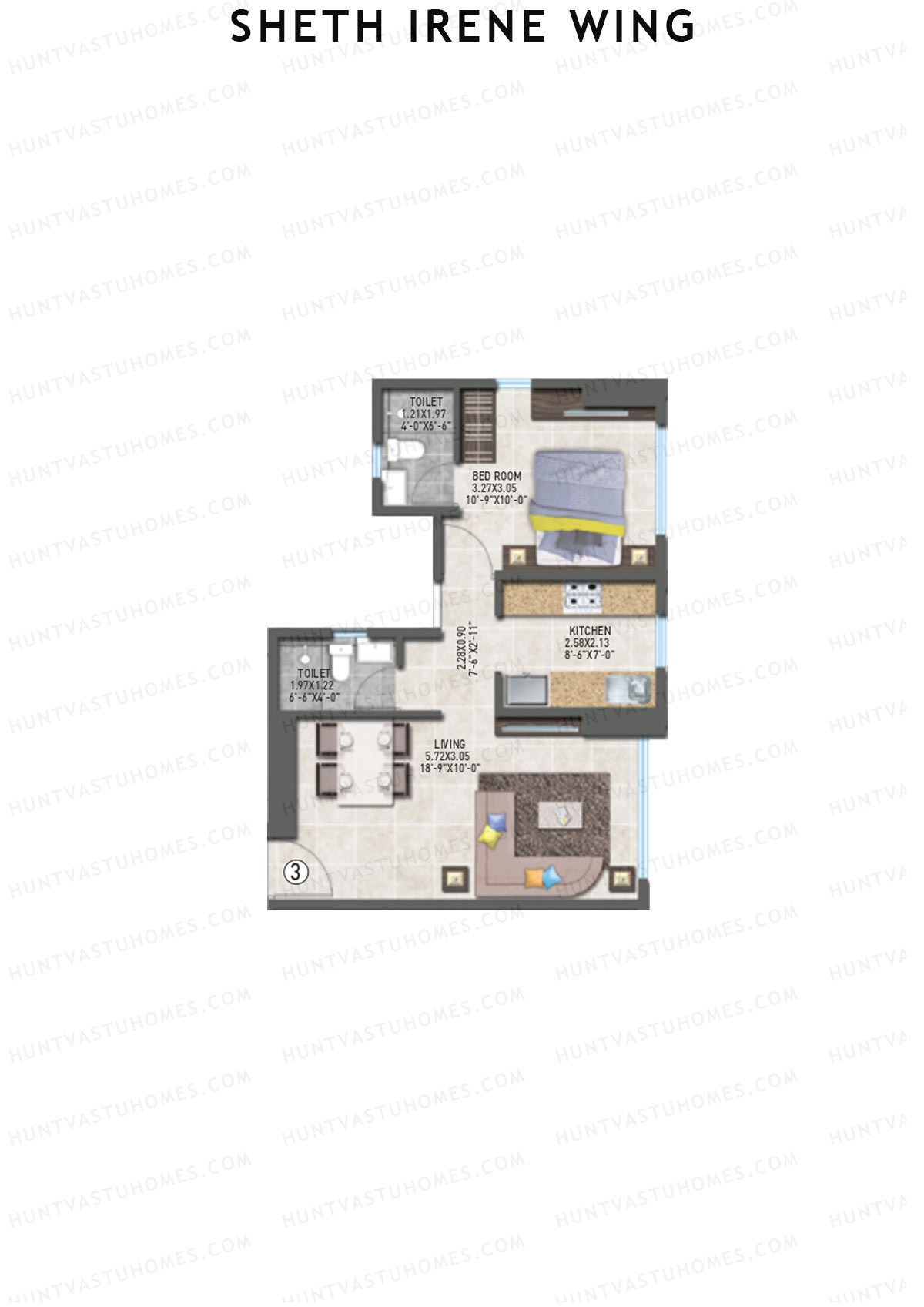 Sheth Irene Wing Wing A Unit 3 Floor Plan